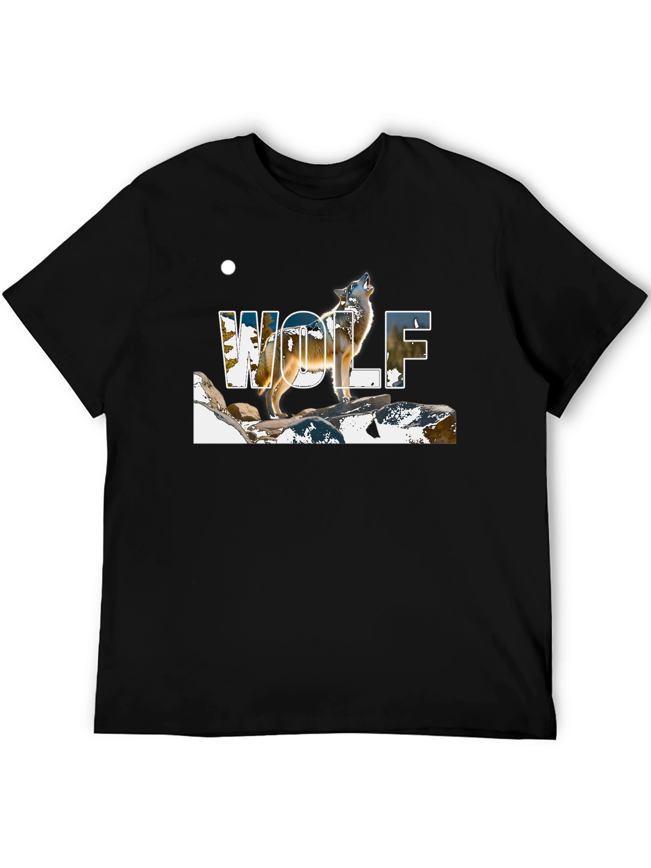 Black Wolf Graphic Print Black T-Shirt view 5