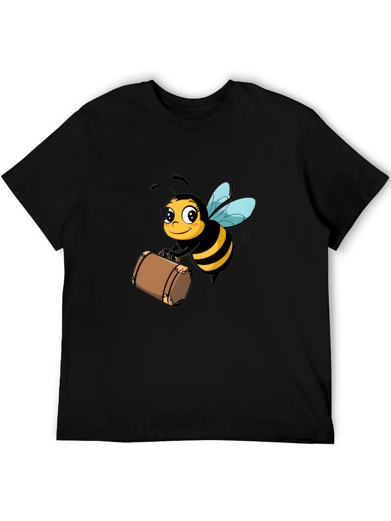 Black Bee Travel T-Shirt - Black Cotton Tee view 5