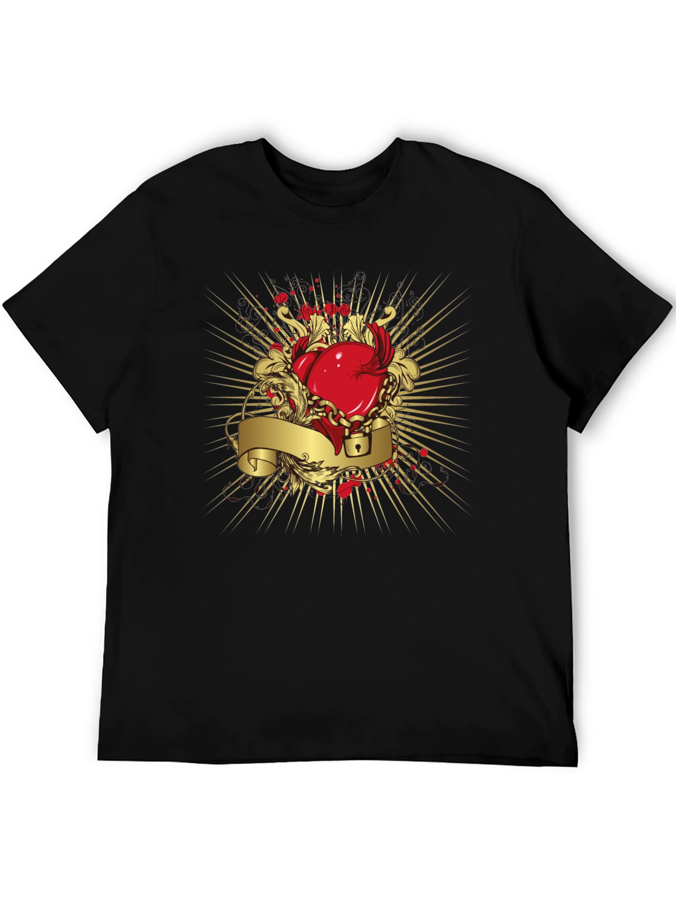 Black Heart Lock Graphic Tee - Unique Edgy Design view 5