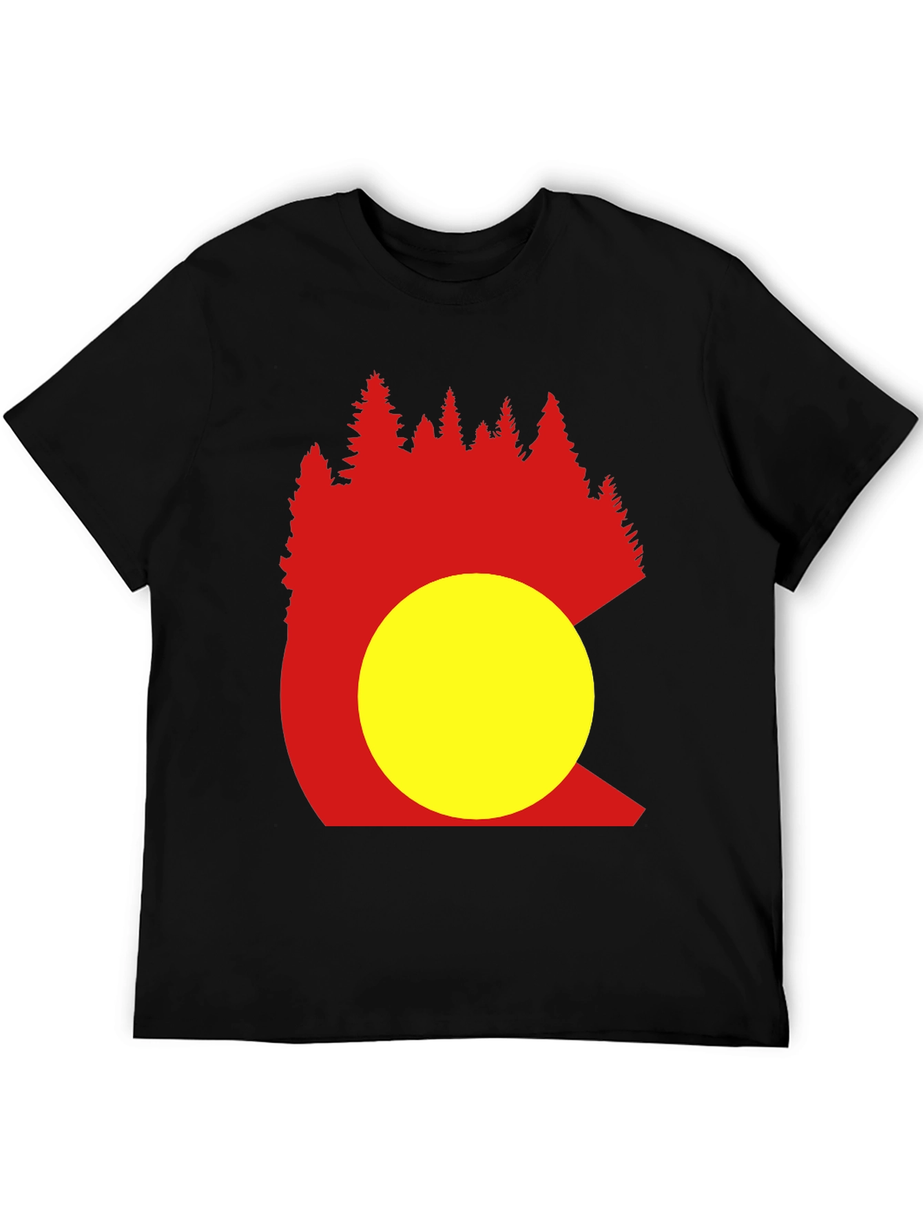 Black Colorado Trees Men's Black Graphic T-Shirt view 5