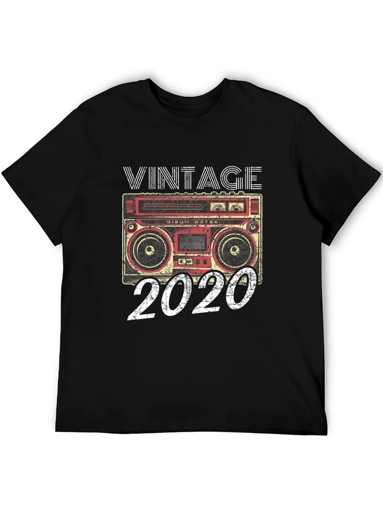 Black Vintage 2020 Boombox T-Shirt view 5