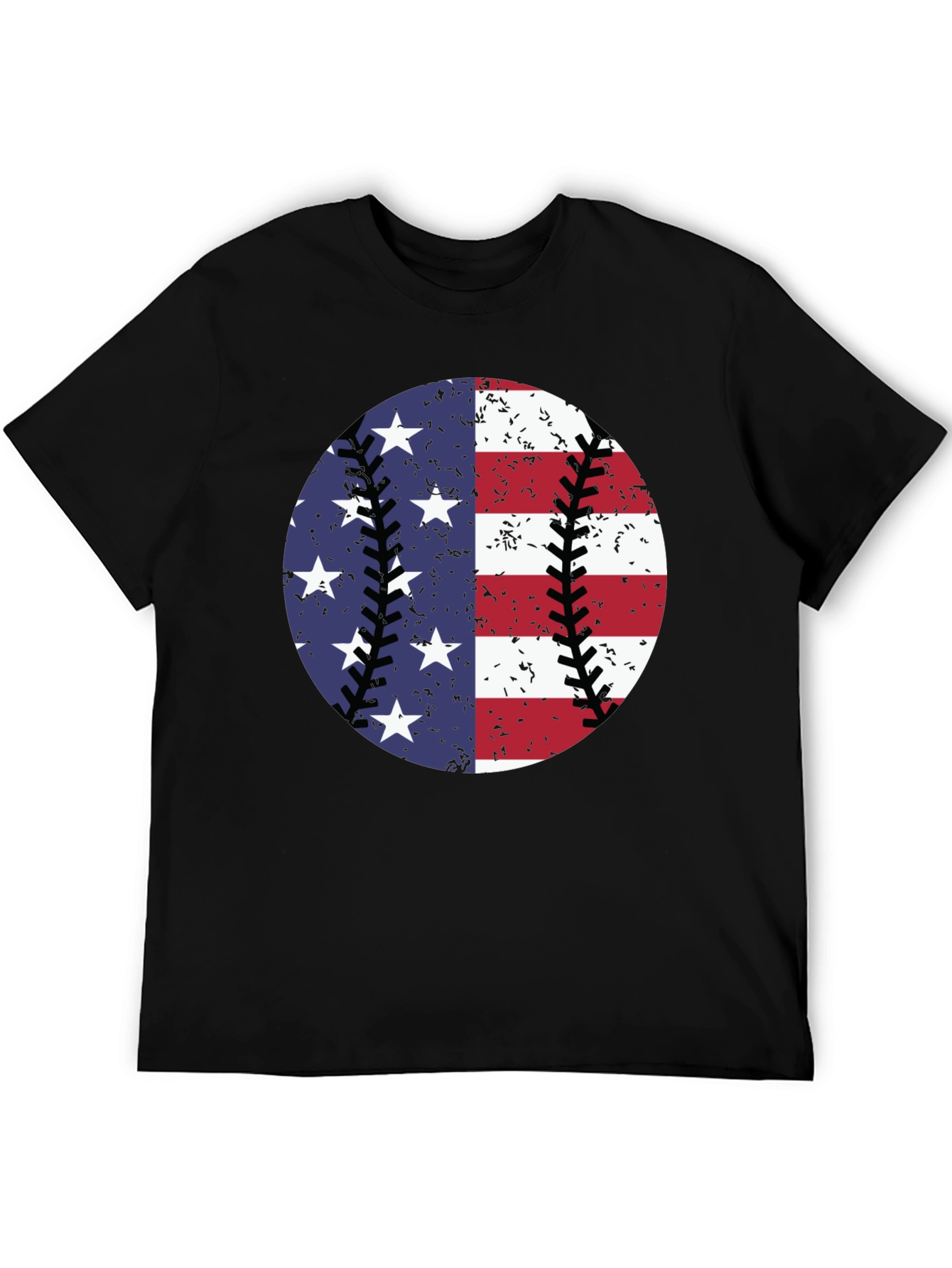 Black Patriotic Baseball T-Shirt: Stars & Stripes Tee view 5