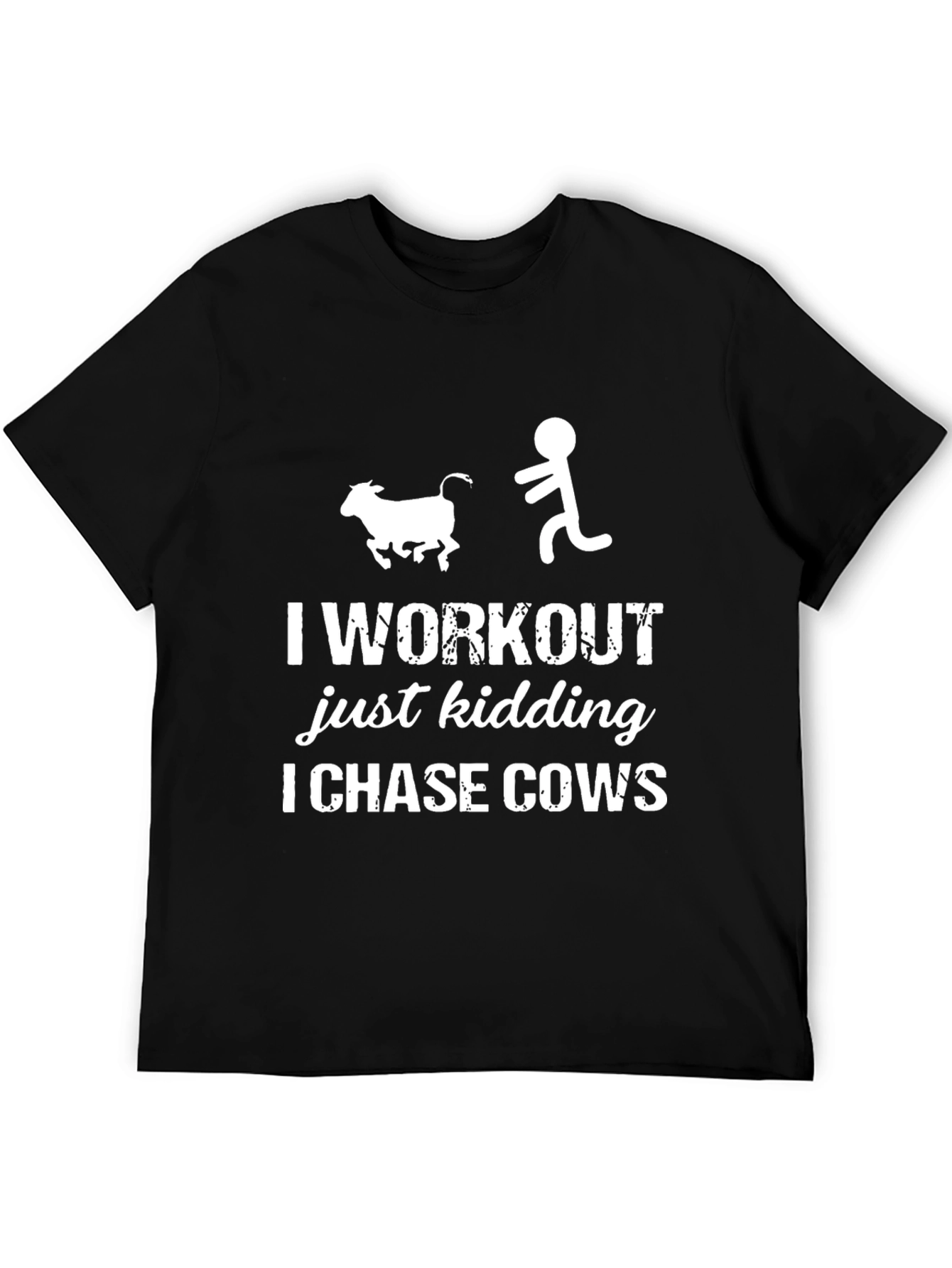 Black I Chase Cows T-Shirt - Funny Workout Tee view 5