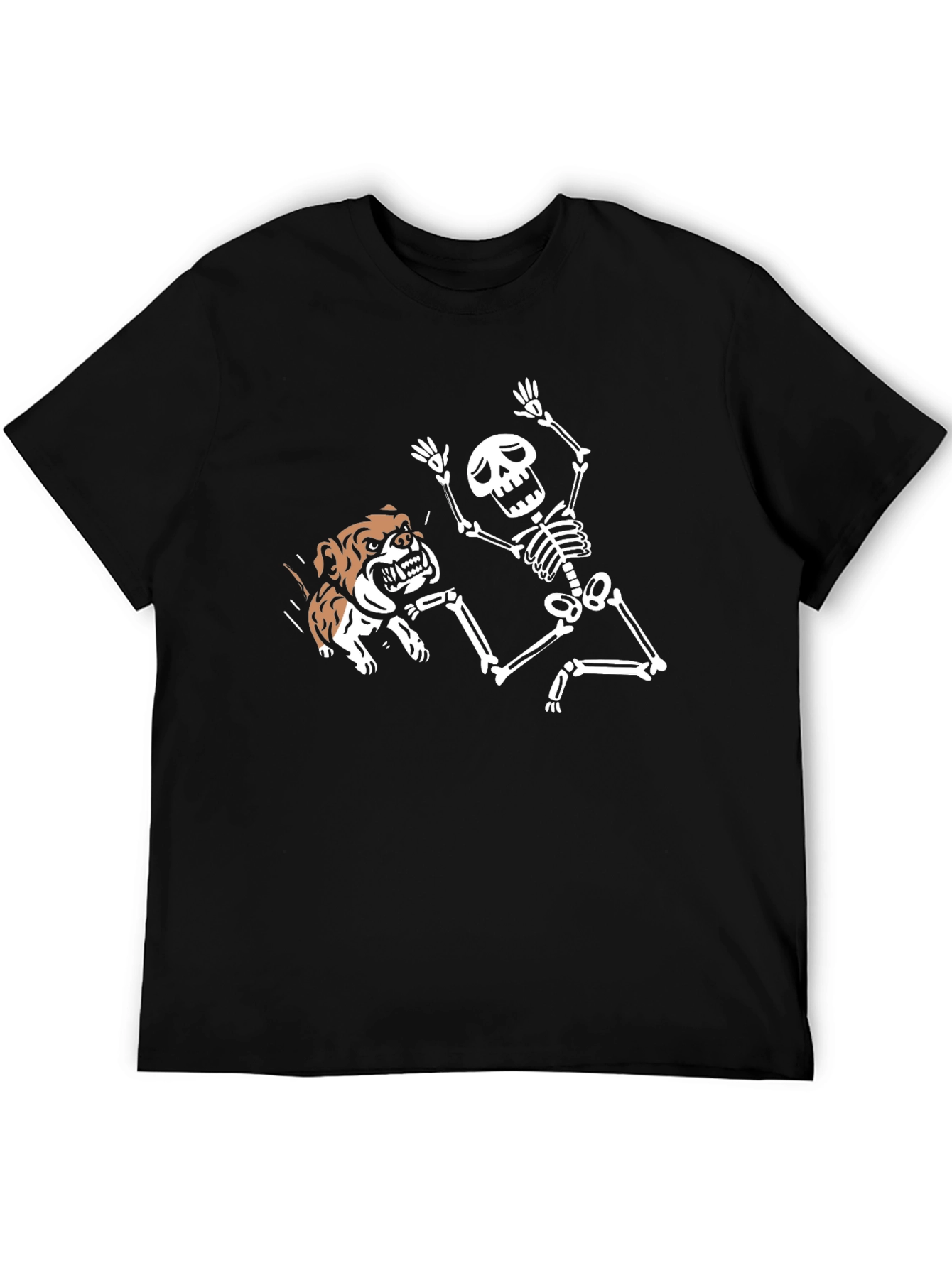 Black Skeleton & Bulldog Graphic Tee - Black T-Shirt view 5