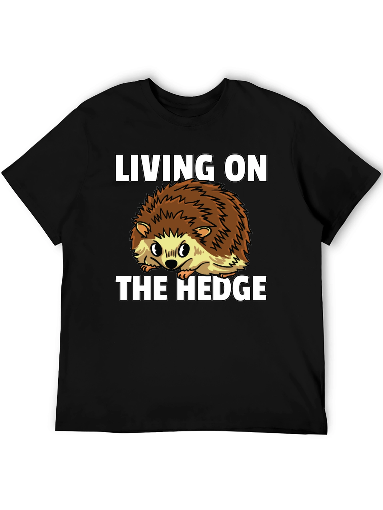 Black Living on the Hedge Hedgehog Graphic Tee view 5