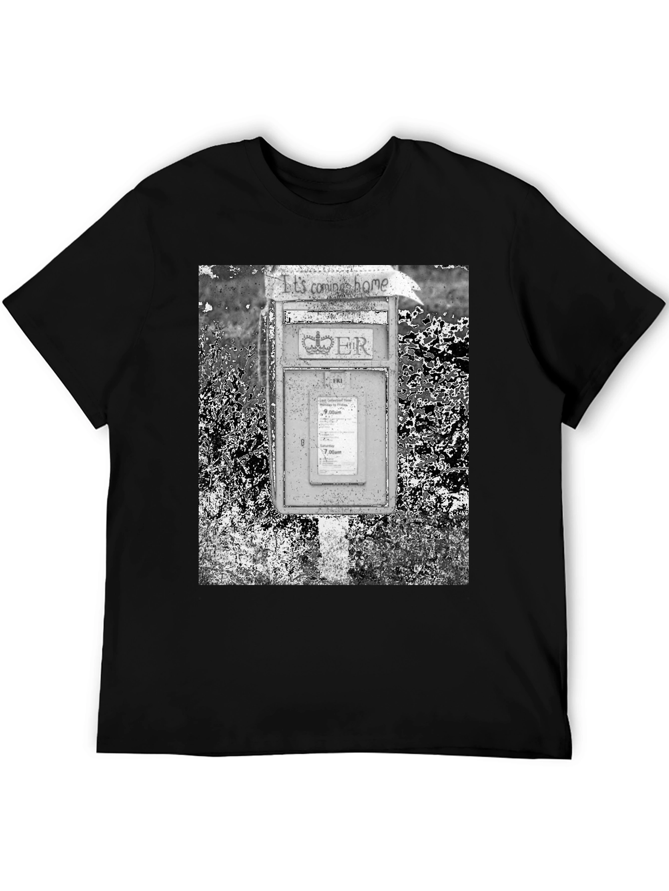 Black Retro British Mailbox T-Shirt view 5