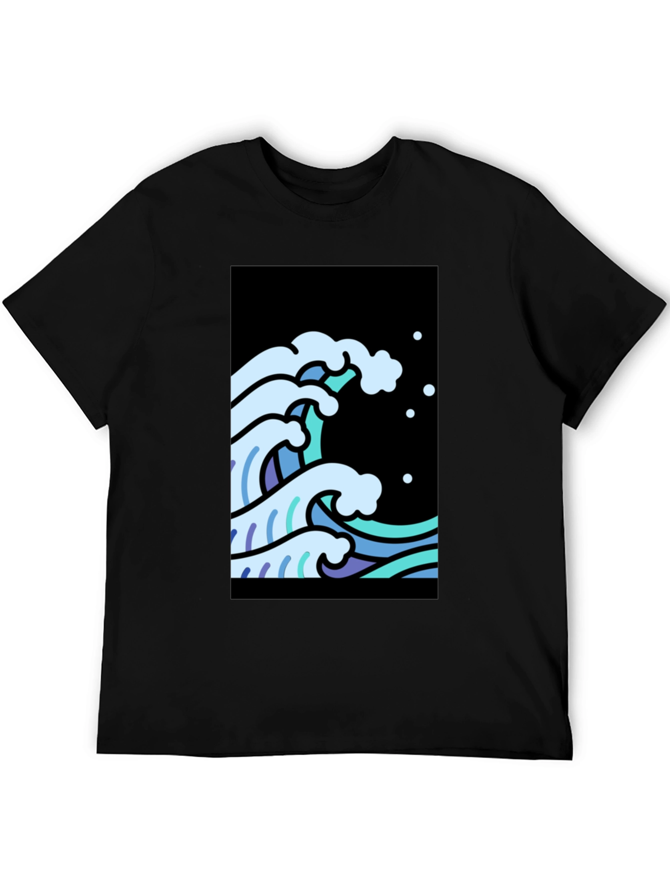 Black Cool Waves Graphic Tee - Black Cotton T-Shirt view 5