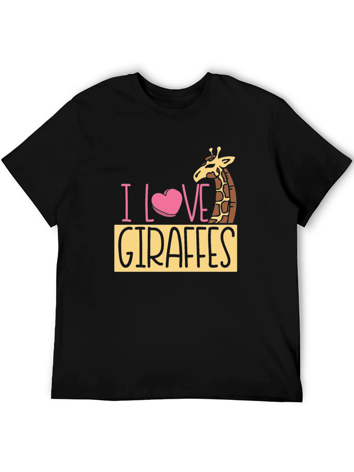 Black I Love Giraffes Black T-Shirt - Animal Lover Tee view 5