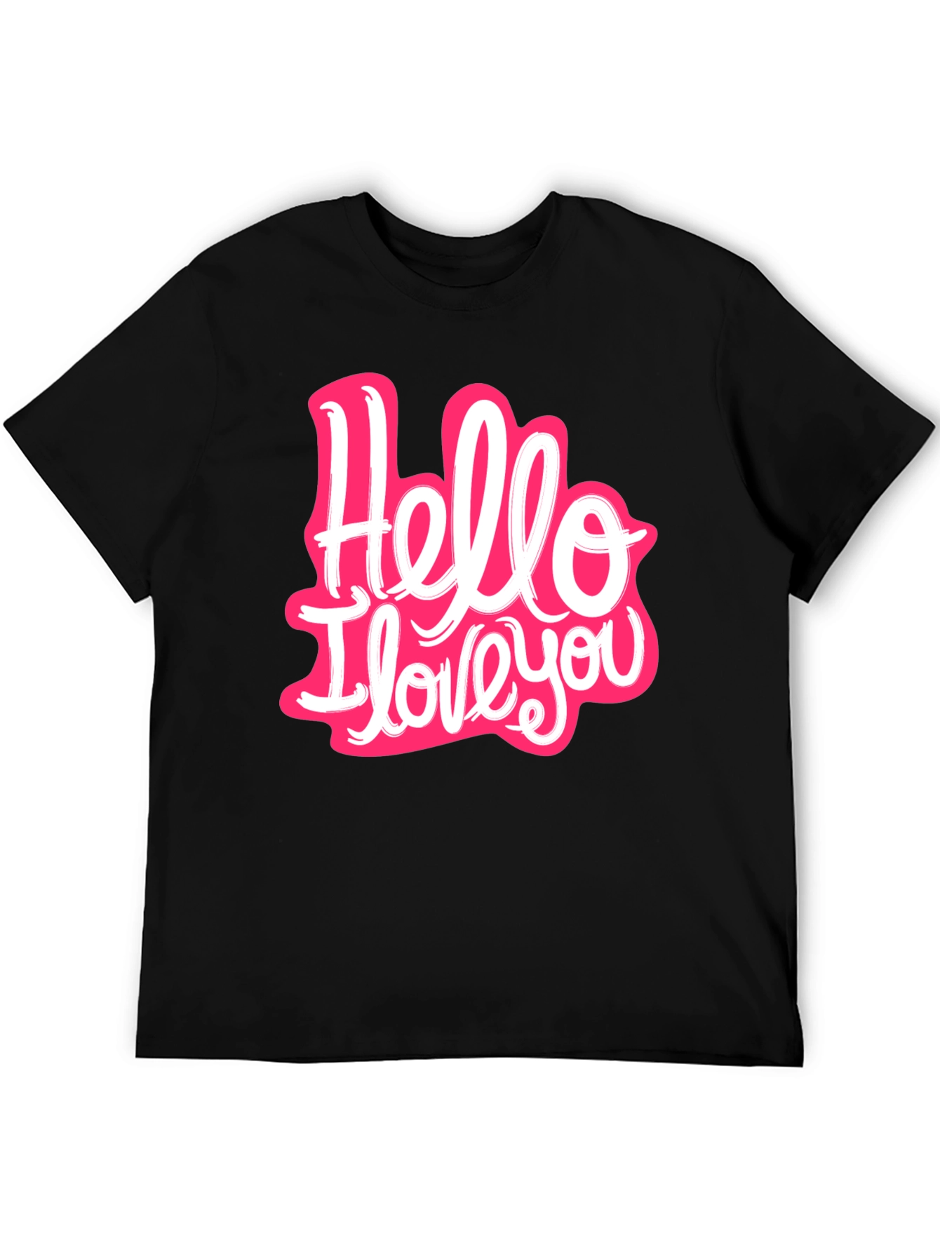 Black Hello I Love You Graphic T-Shirt - Trendy Casual Wear view 5