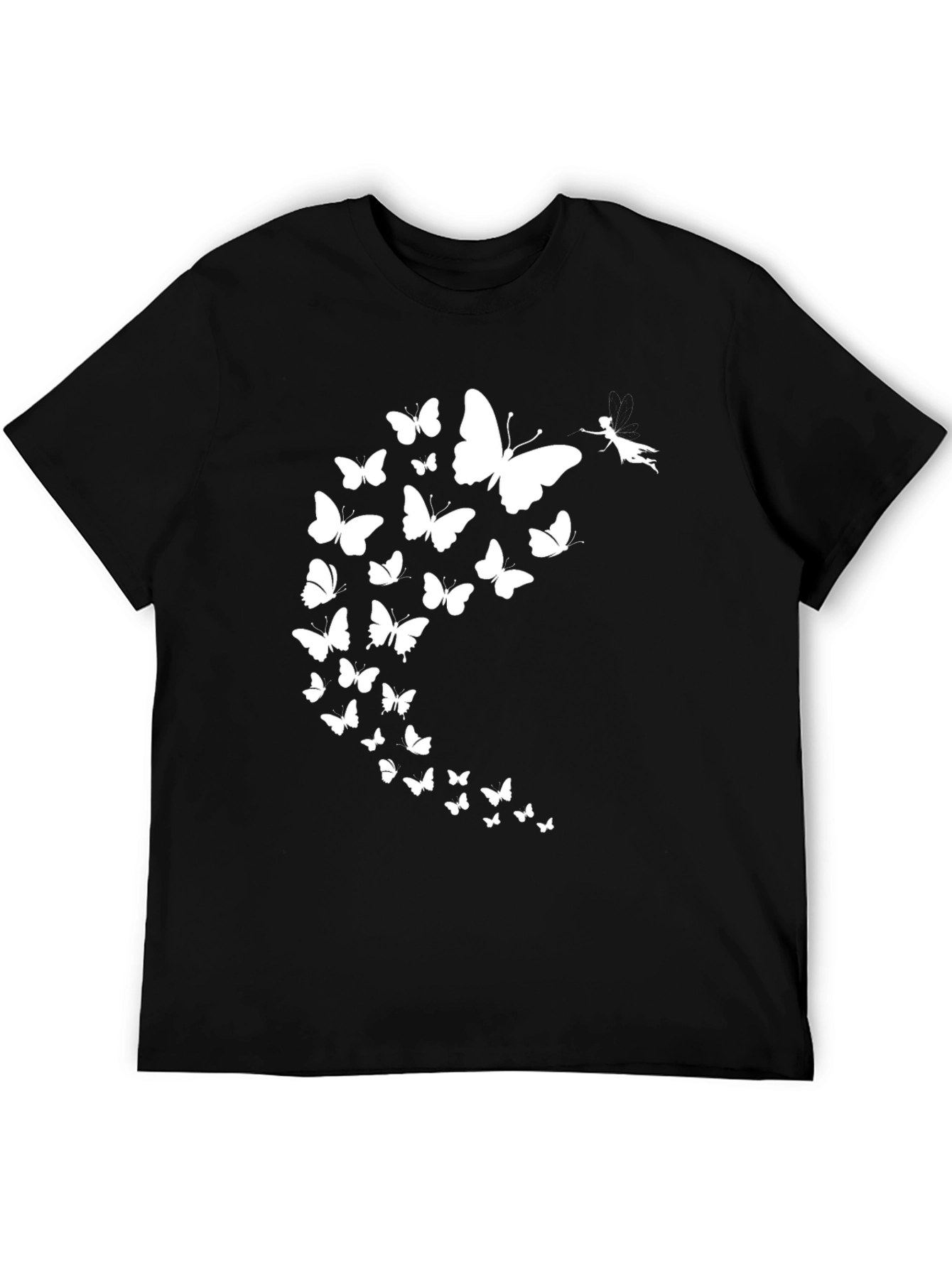 Black Butterfly Fairy Graphic Tee - Black Casual T-Shirt view 5