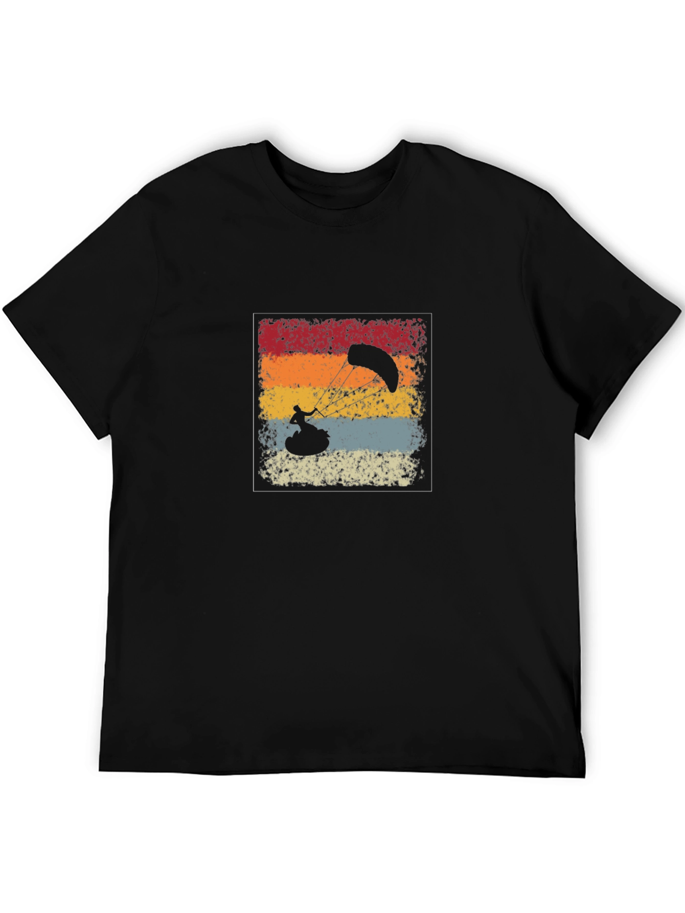 Black Retro Kite Surfing T-Shirt: Vintage Style Tee view 5