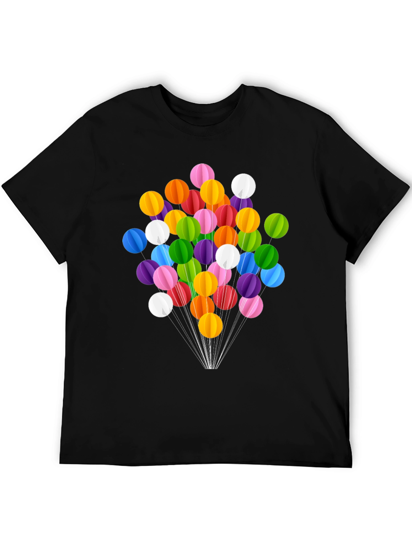 Black Colorful Balloon Graphic Tee - Black Cotton Blend Shirt view 5