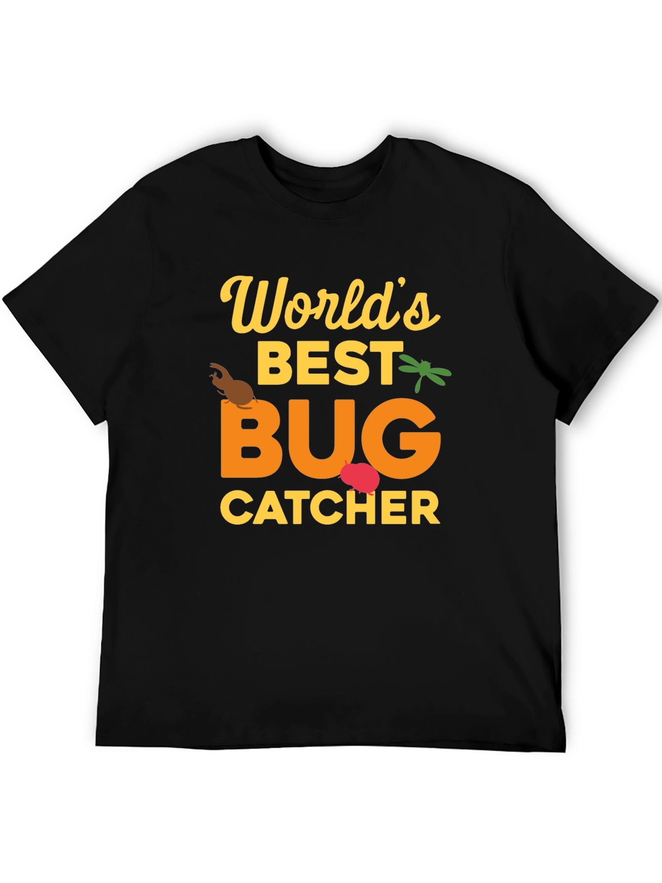 Black World's Best Bug Catcher Graphic T-Shirt view 5