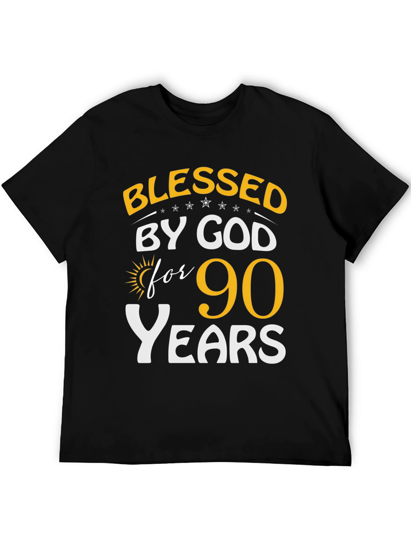 Black Blessed by God 90 Years T-Shirt view 5