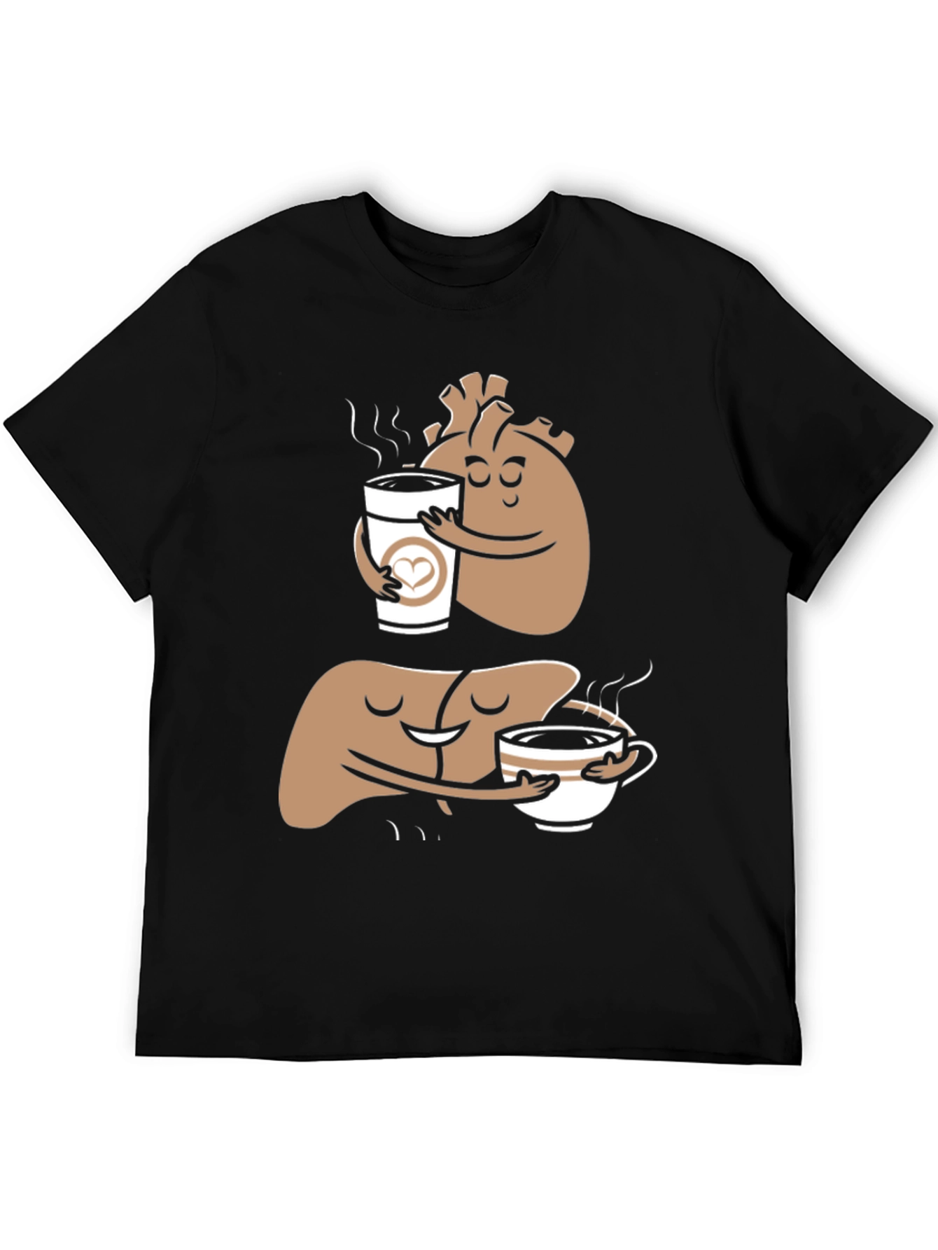 Black Anatomical Heart & Liver Coffee T-Shirt view 5