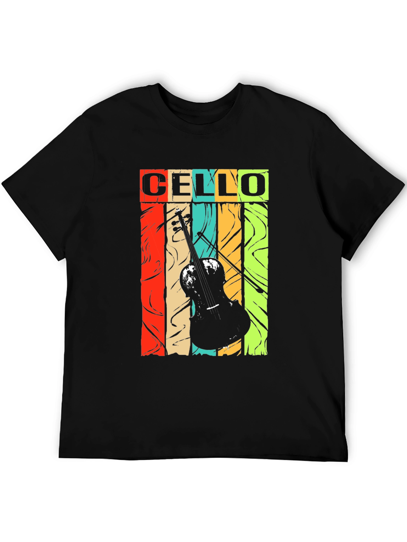 Black Cello Music T-Shirt - Retro Vintage Style Design view 5
