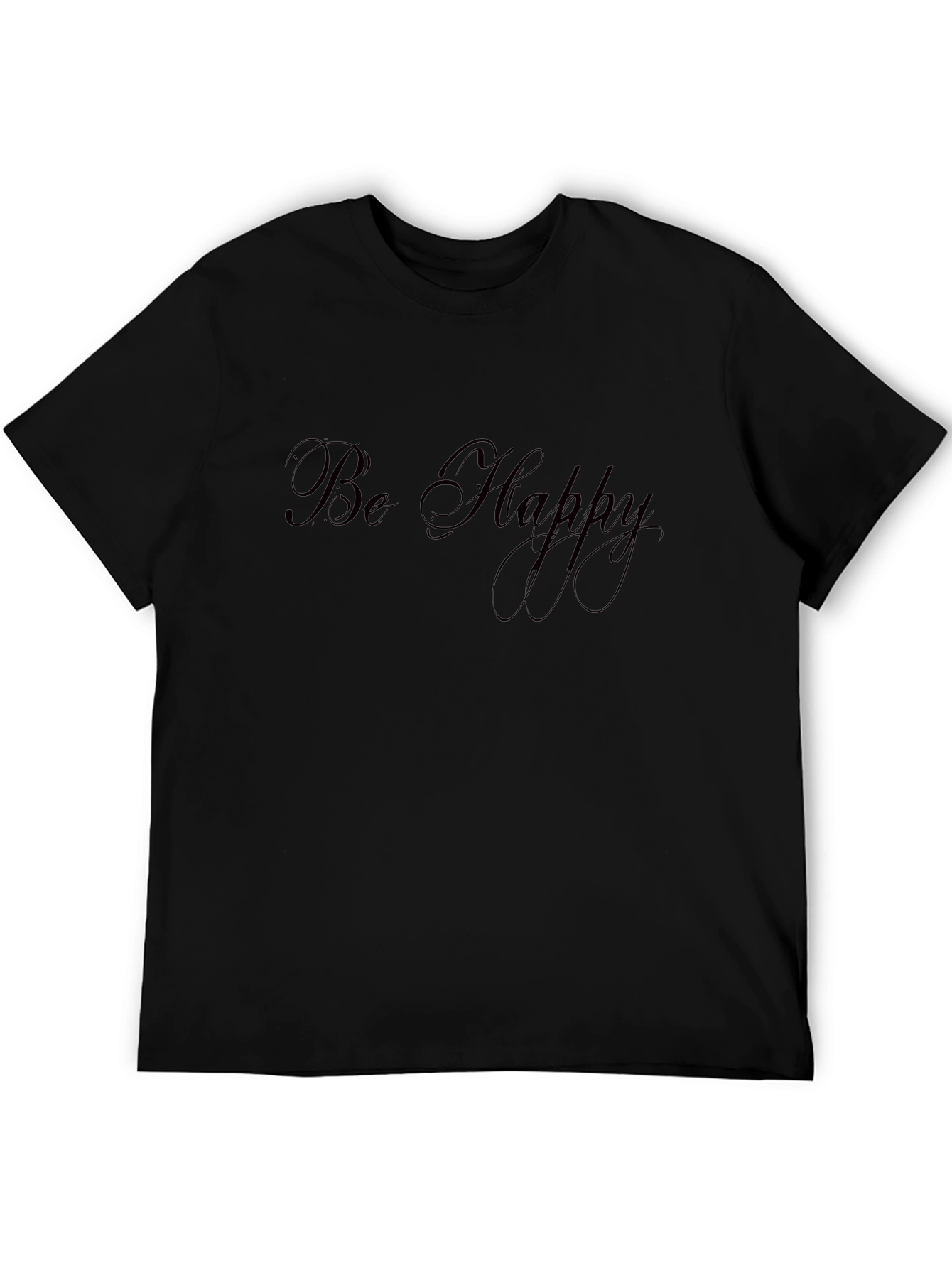 Black Be Happy Black Graphic T-Shirt view 5
