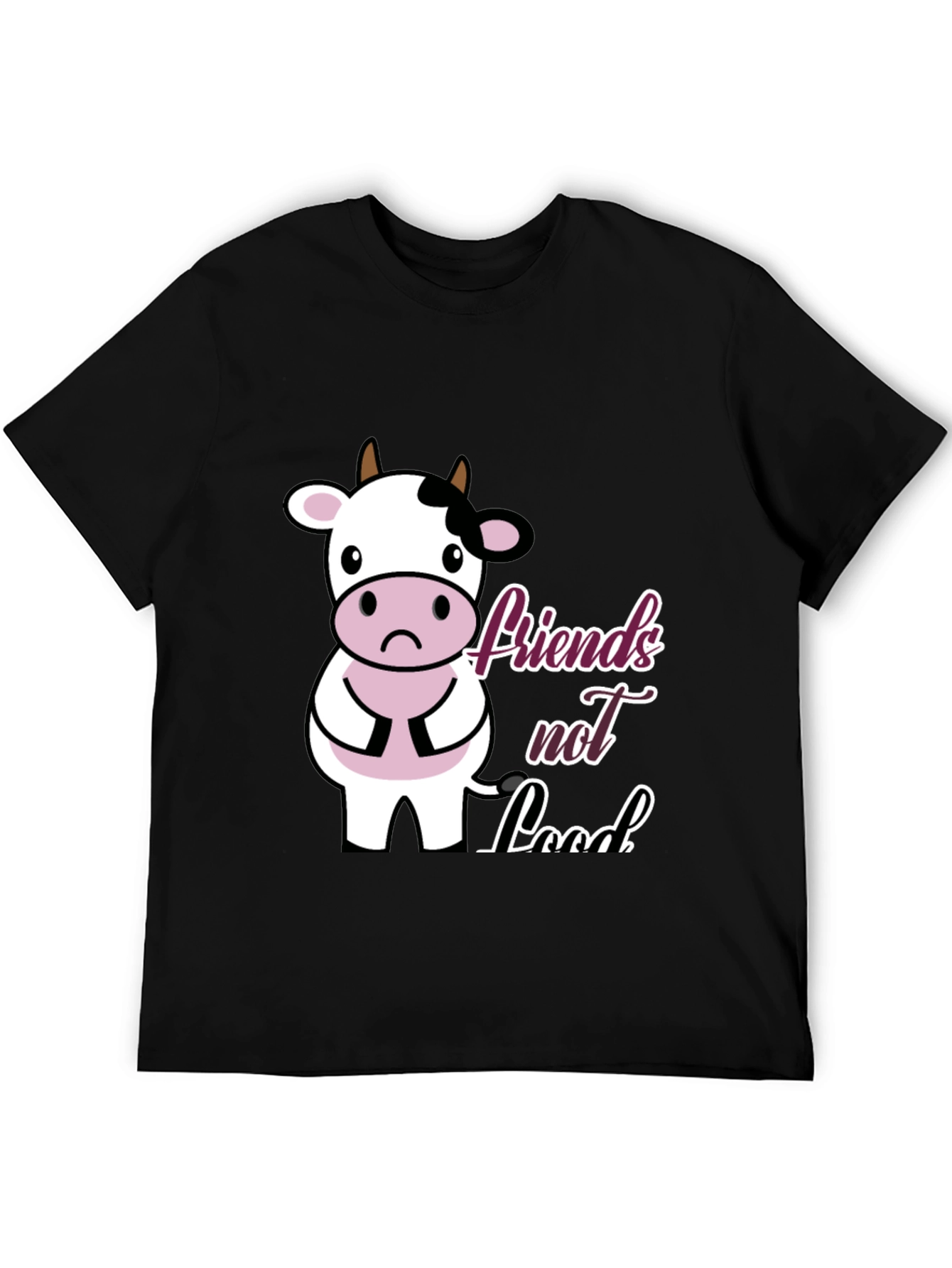 Black Vegan Cow T-Shirt - Friends Not Food view 5