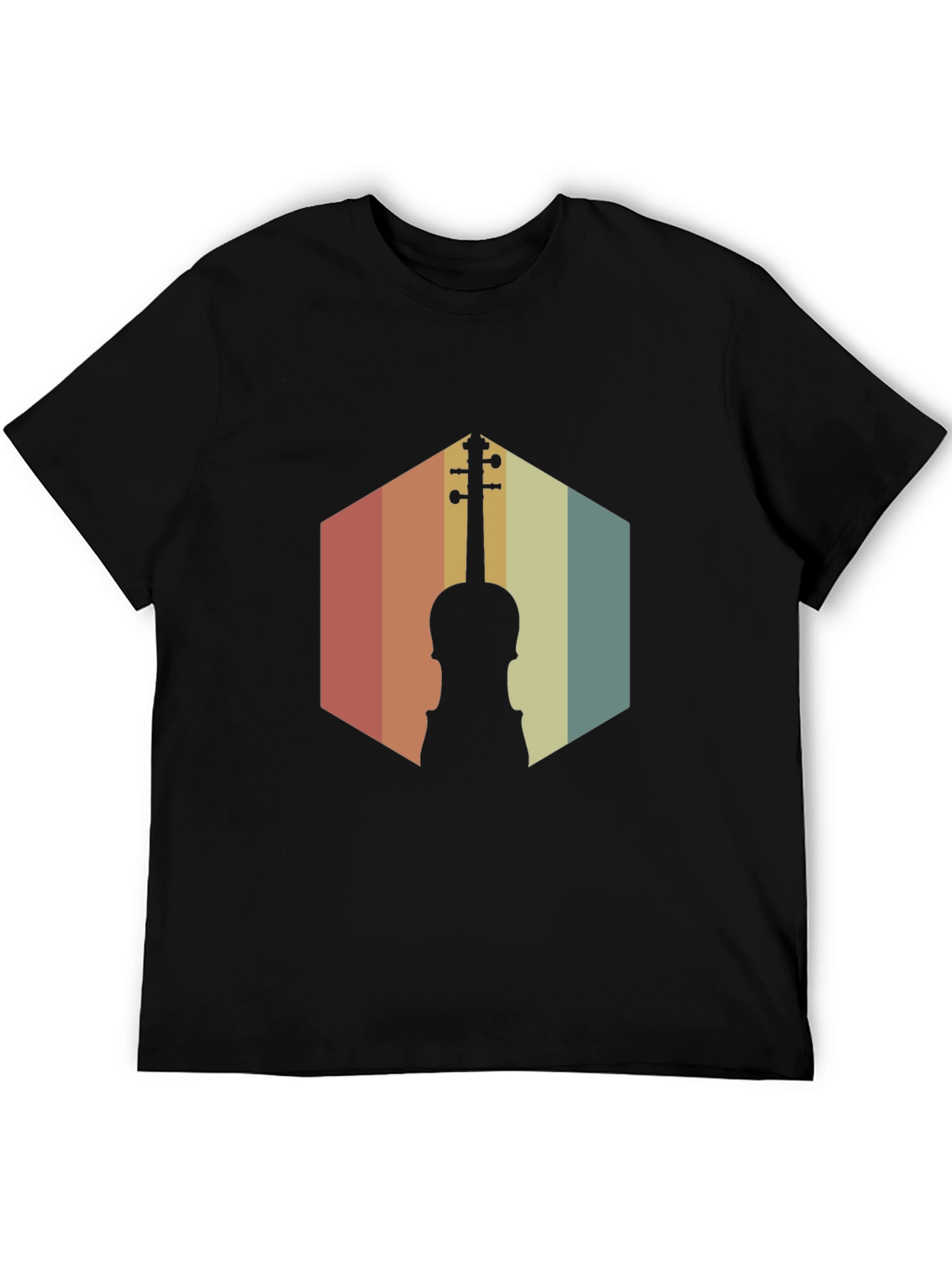 Black Vintage Violin Graphic T-Shirt view 5