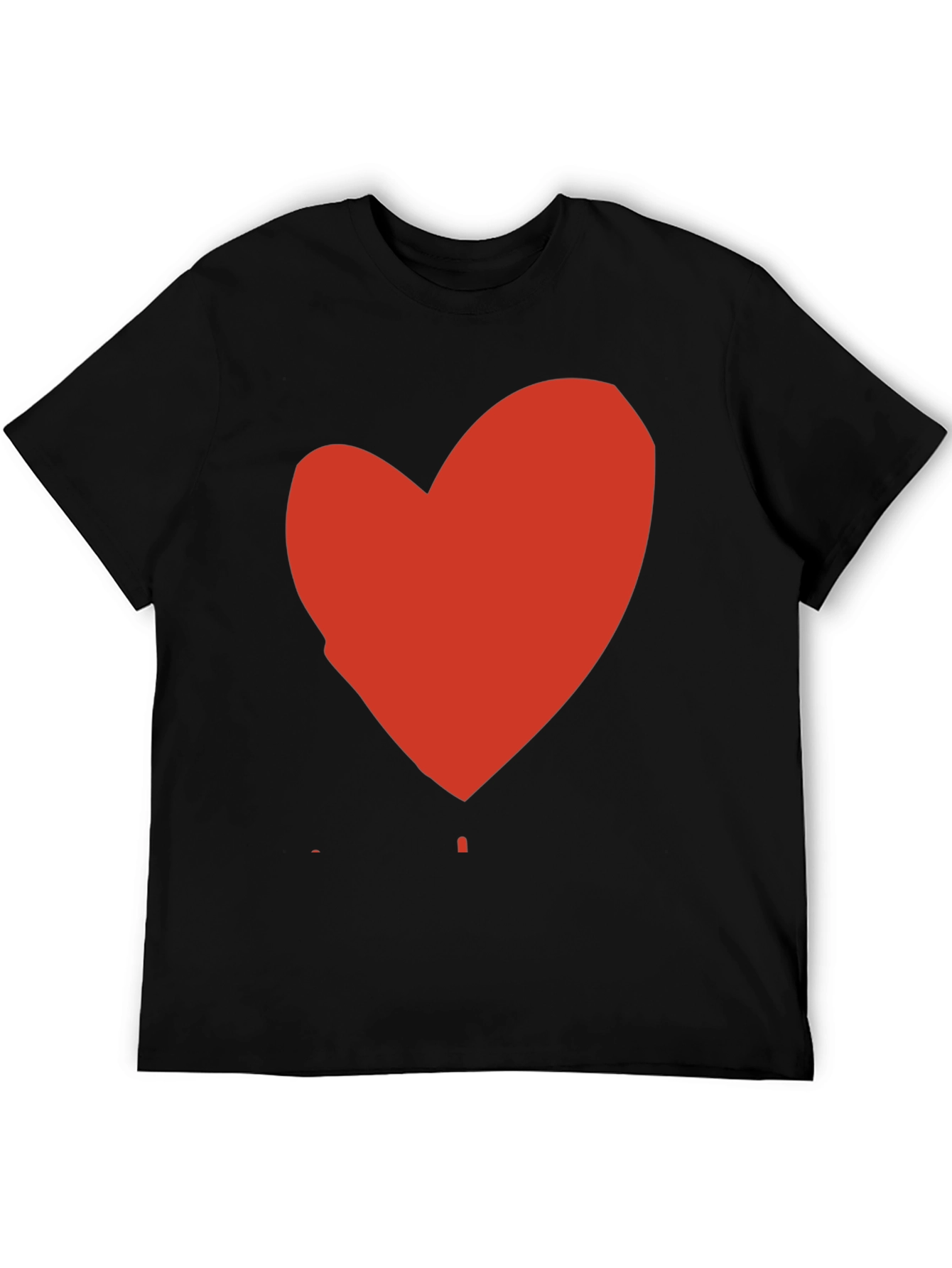 Black Black T-Shirt with Red Heart Graphic Print view 5