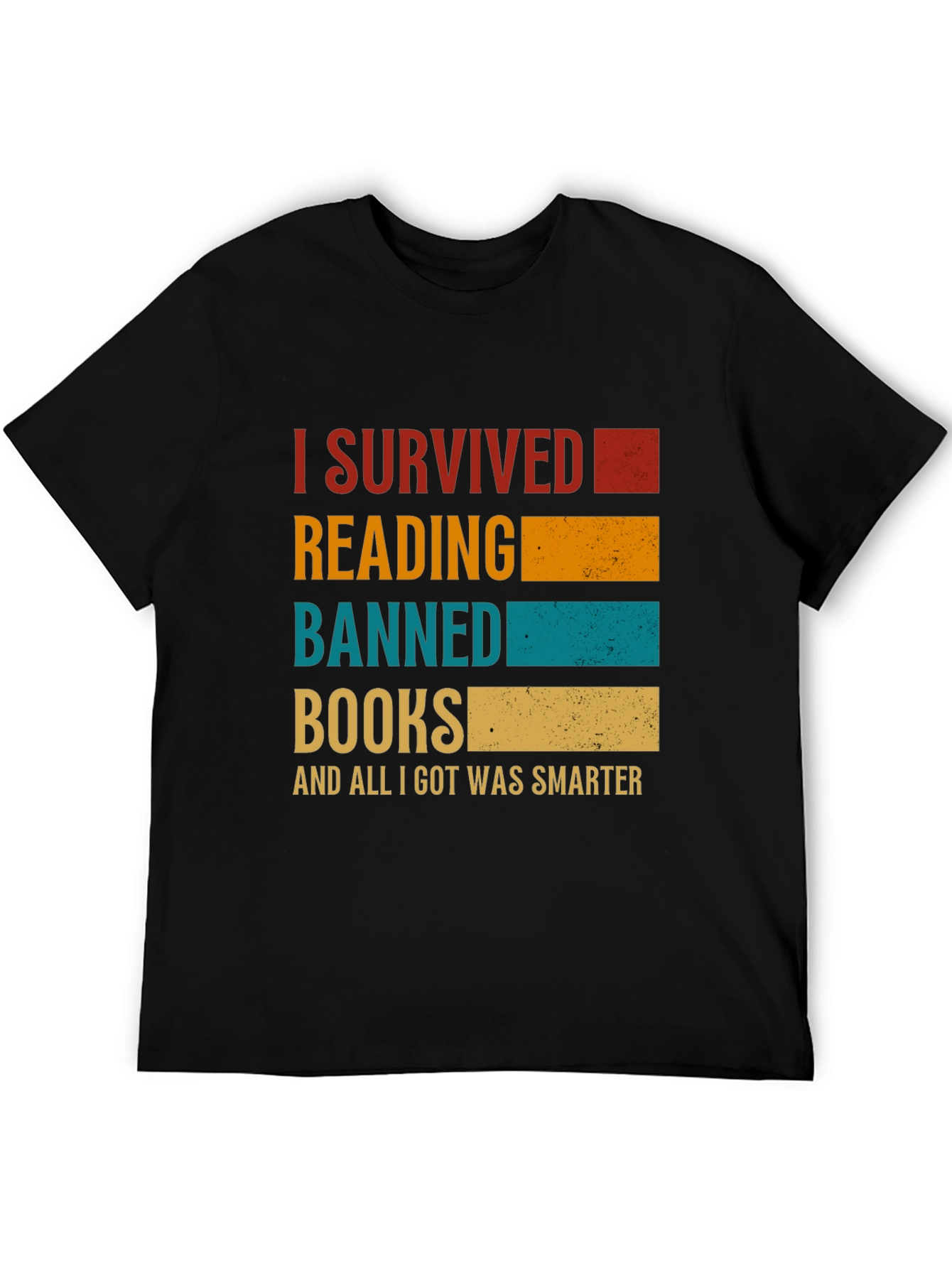 Black I Survived Reading Banned Books T-Shirt view 5