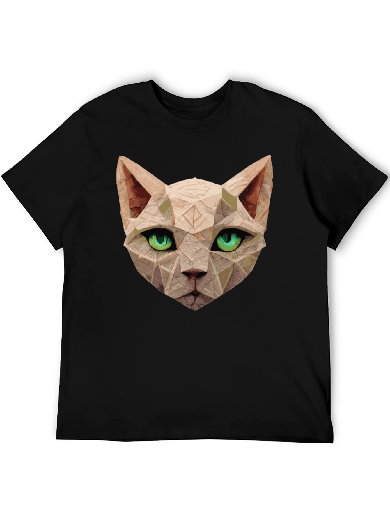 Black Geometric Cat T-Shirt - Unique Art Tee view 5