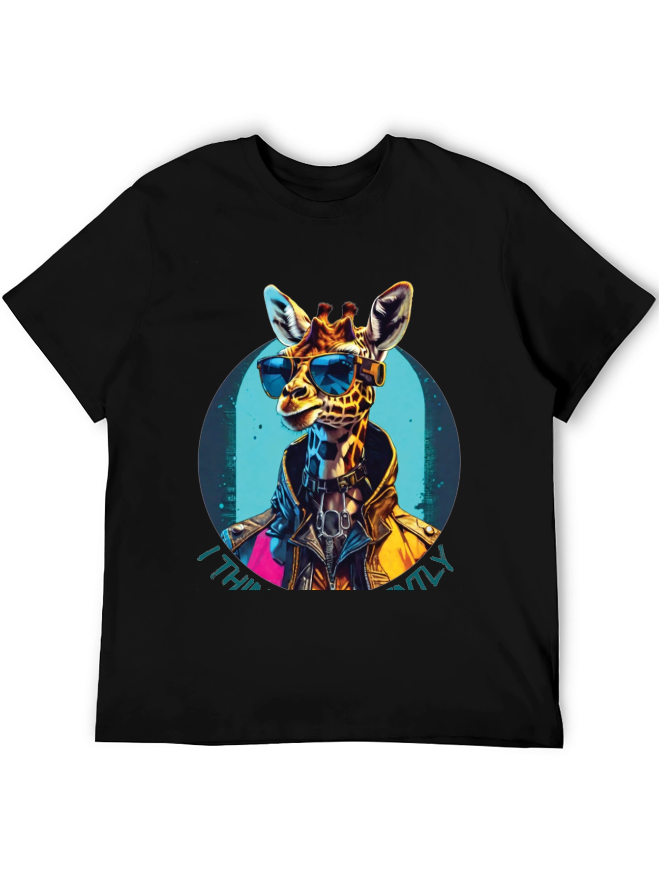 Black Cool Giraffe Graphic Tee - Unisex Black T-Shirt view 5