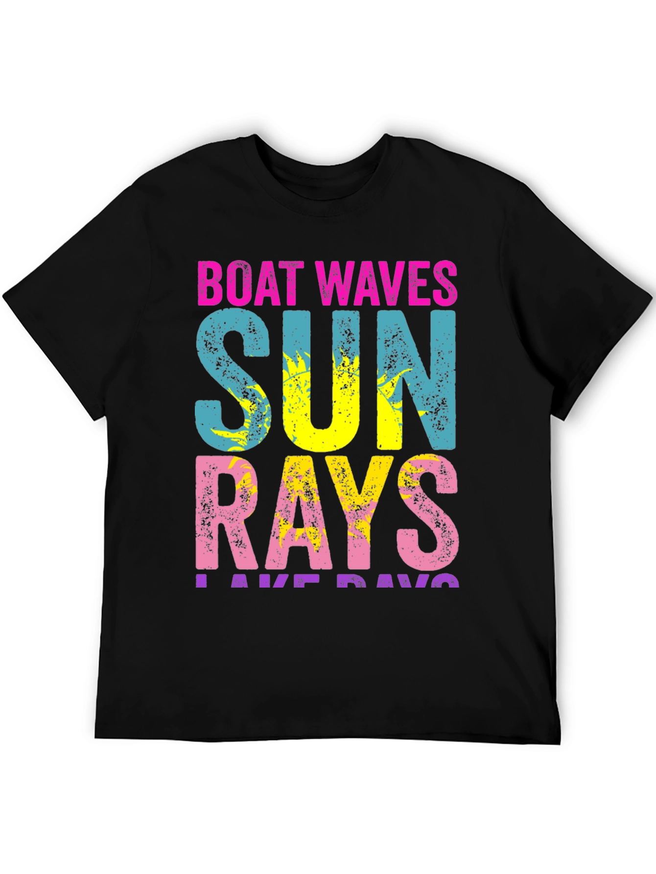 Black Boat Waves Sun Rays T-Shirt - Vibrant Summer Tee view 5