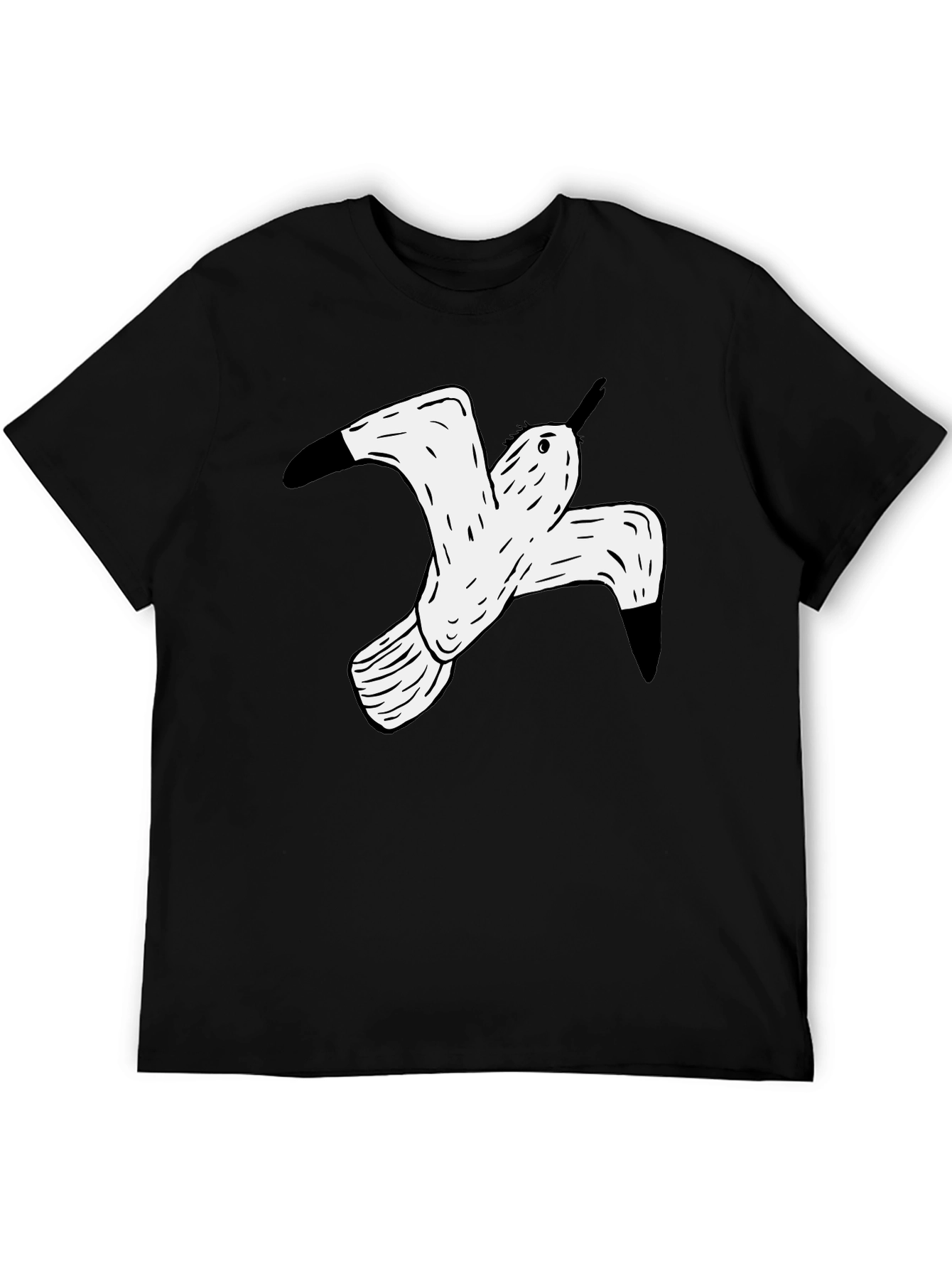 Black Black T-Shirt with White Flying Bird Graphic view 5