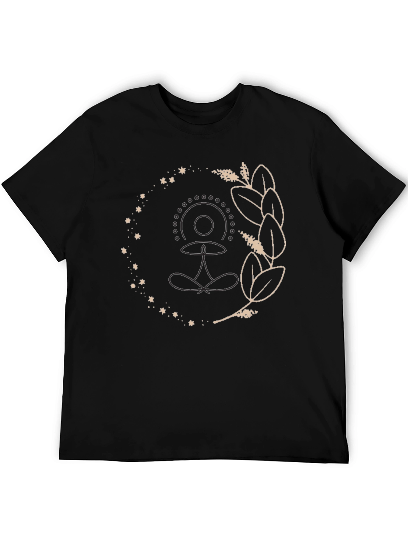 Black Yoga Lotus Starry T-Shirt - Relaxed Fit view 5