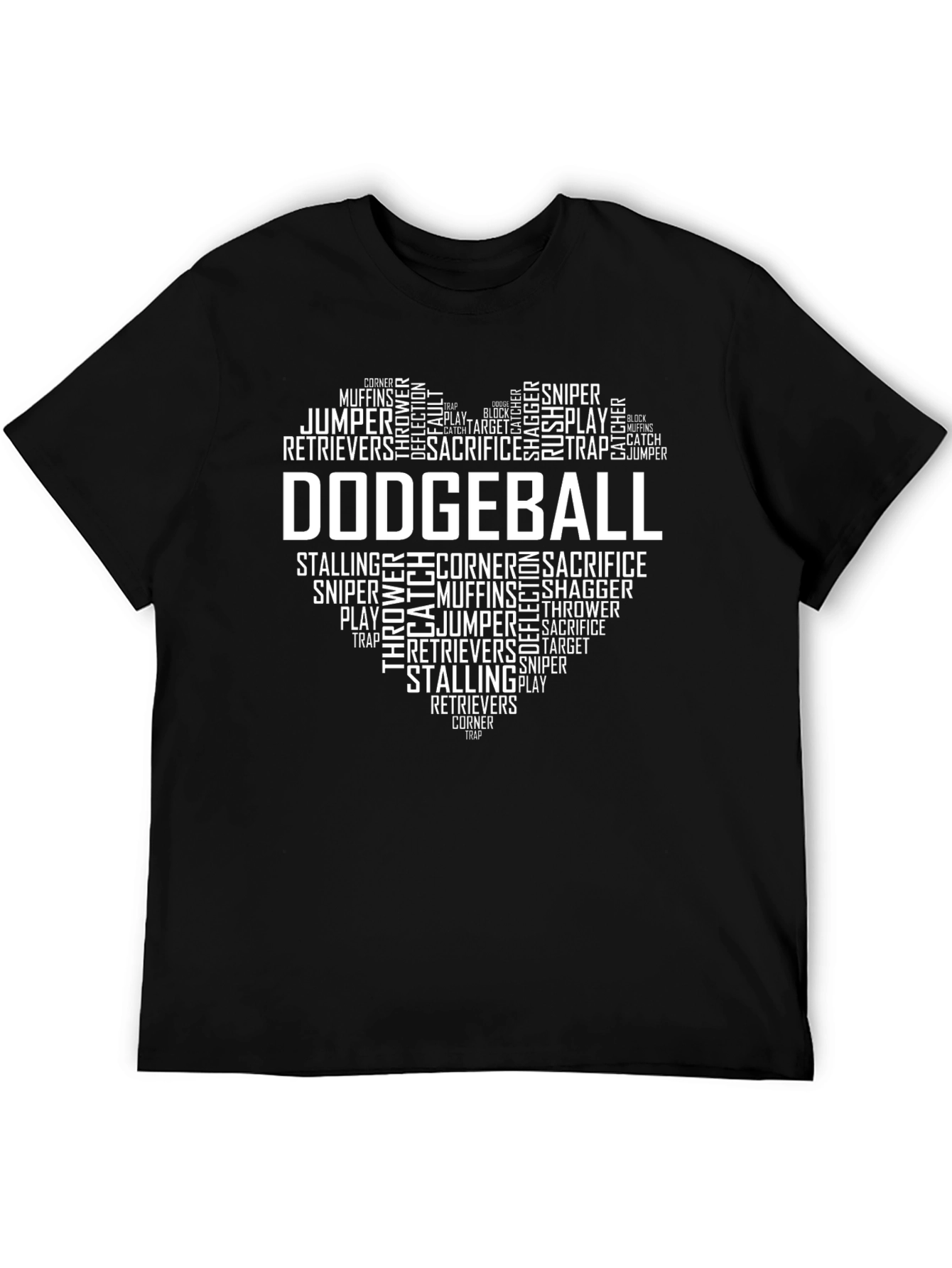 Black Dodgeball Word Art Heart T-Shirt - Gift for Dodgeball Players view 5