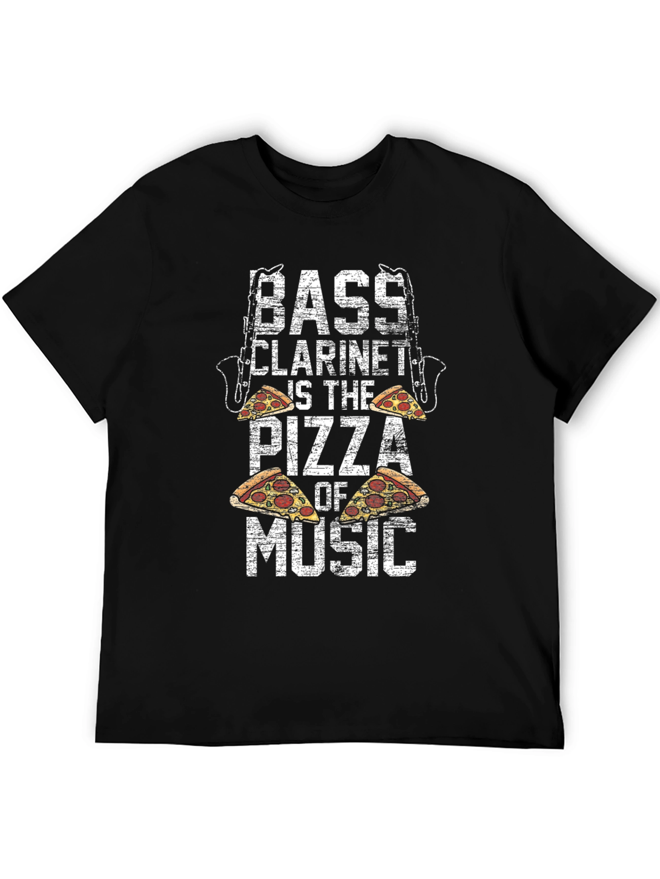 Black Bass Clarinet Pizza Music Black T-Shirt view 5