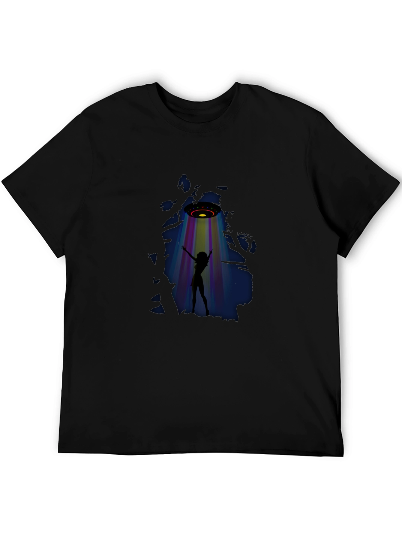 Black UFO Abduction Graphic Tee view 5