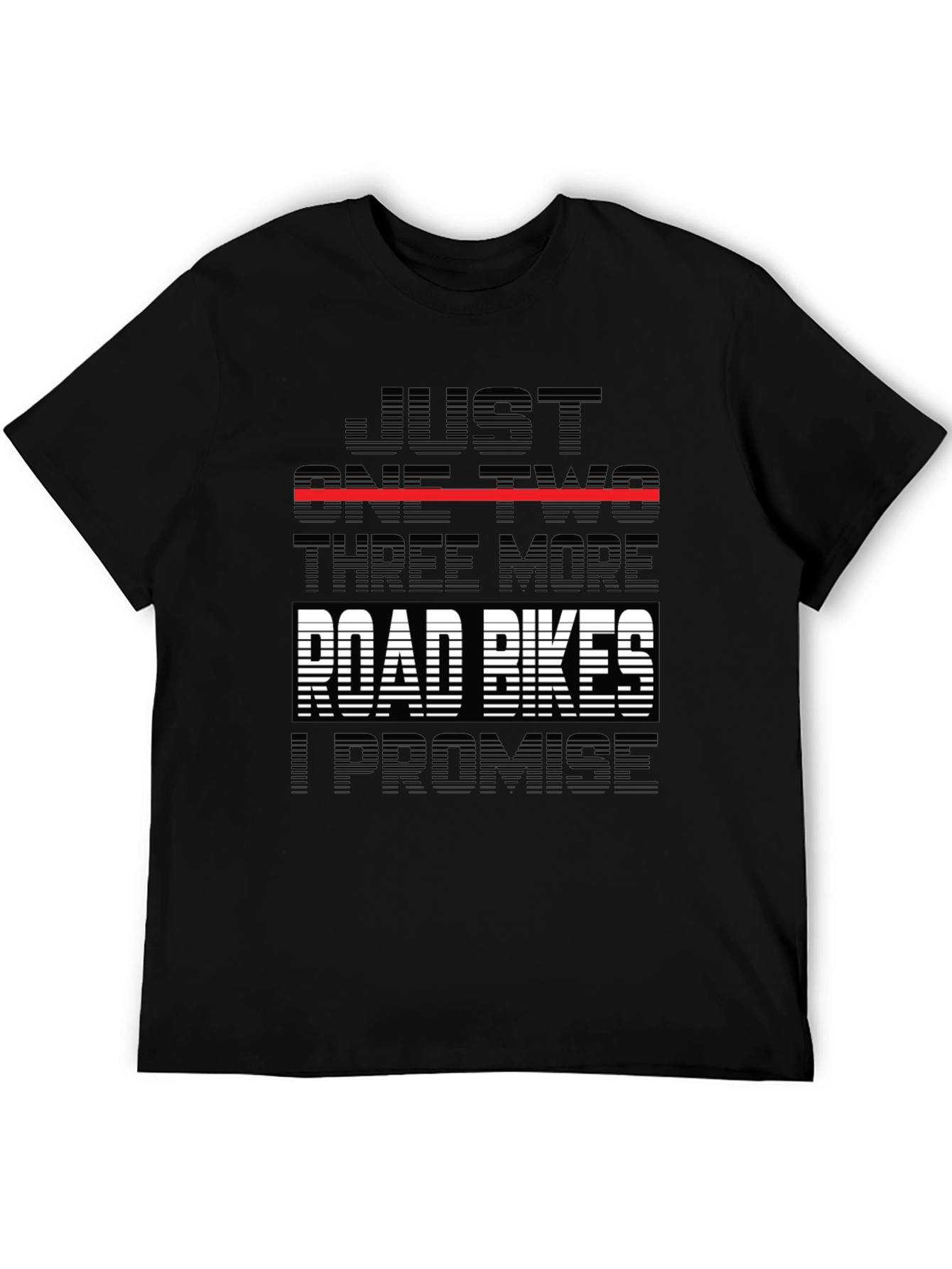 Black Funny Road Bike T-Shirt - "Just One Two Three More..." view 5