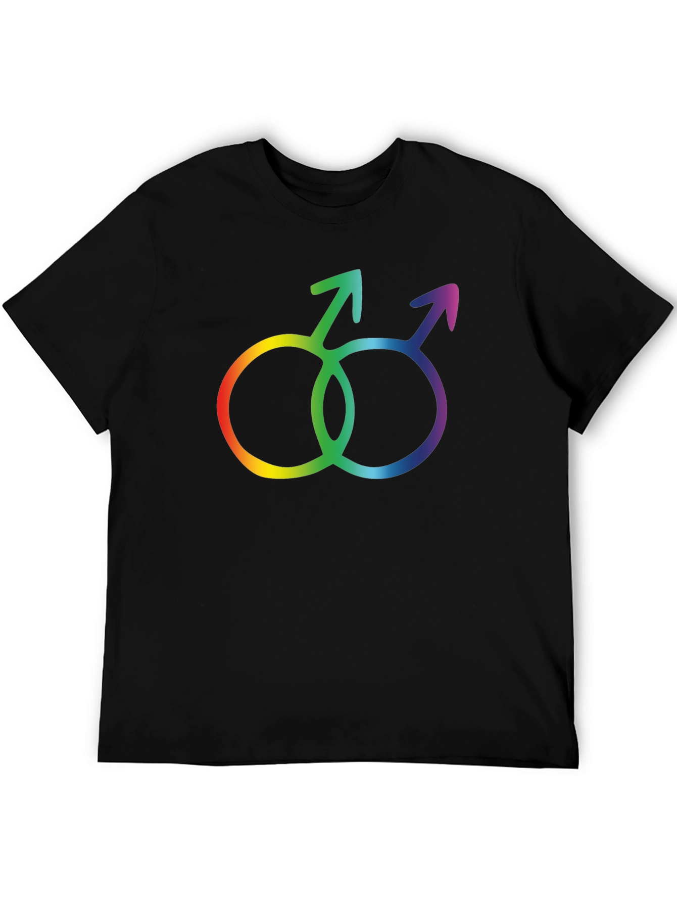 Black Rainbow Gay Pride Interlocking Mars Symbol Black T-Shirt view 5