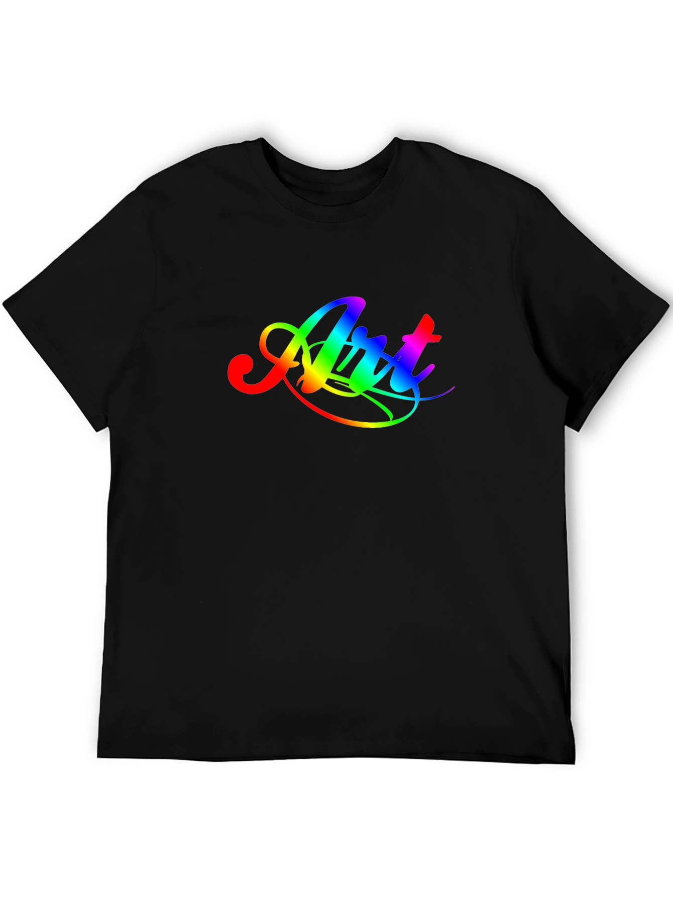 Black Rainbow Art Graphic Tee - Men's Black T-Shirt view 5