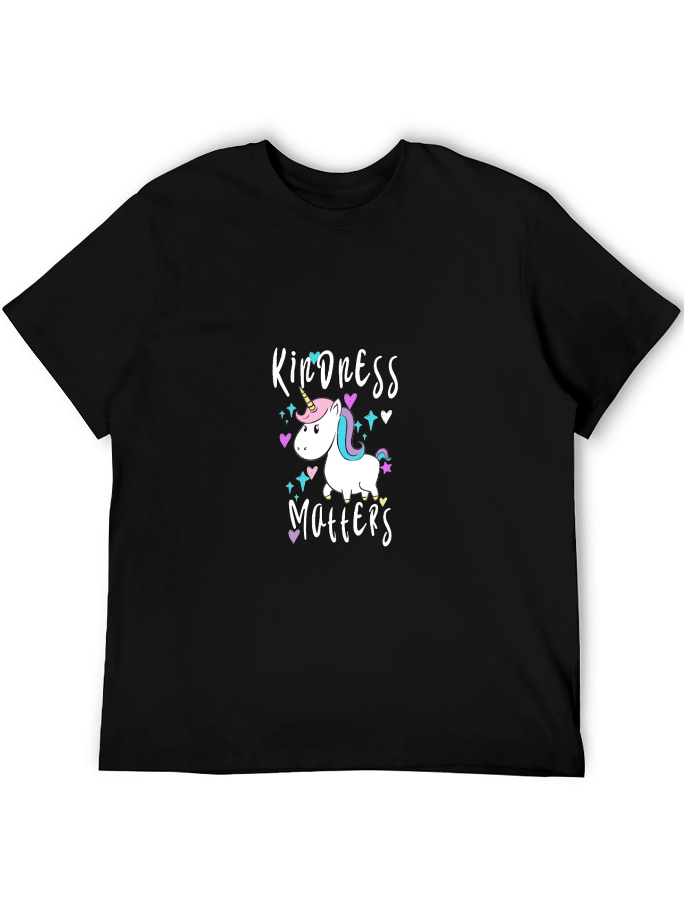 Black Kindness Matters Unicorn T-Shirt, Men's Black Tee view 5