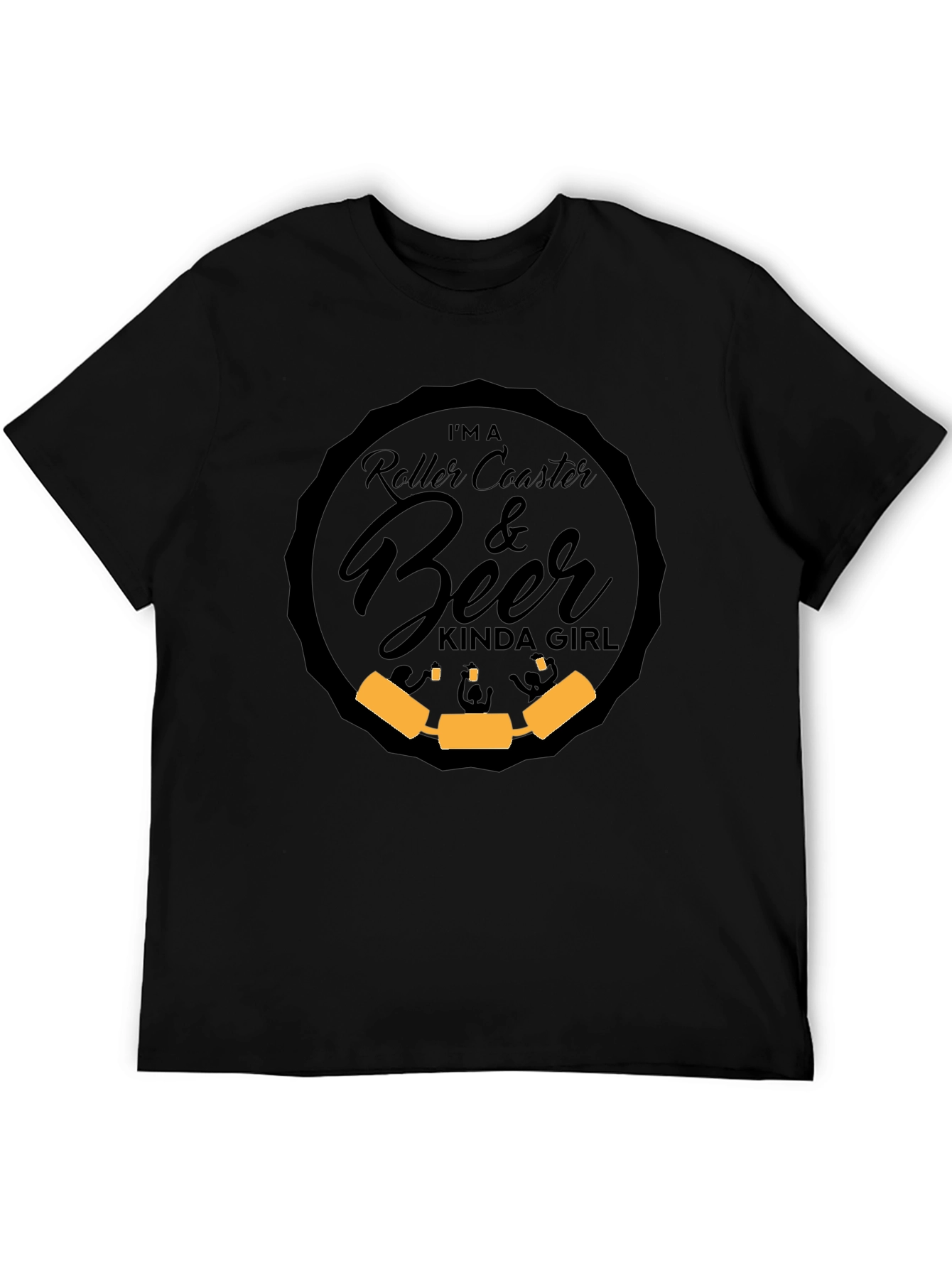 Black Roller Coaster & Beer Kinda Girl Graphic T-Shirt view 5