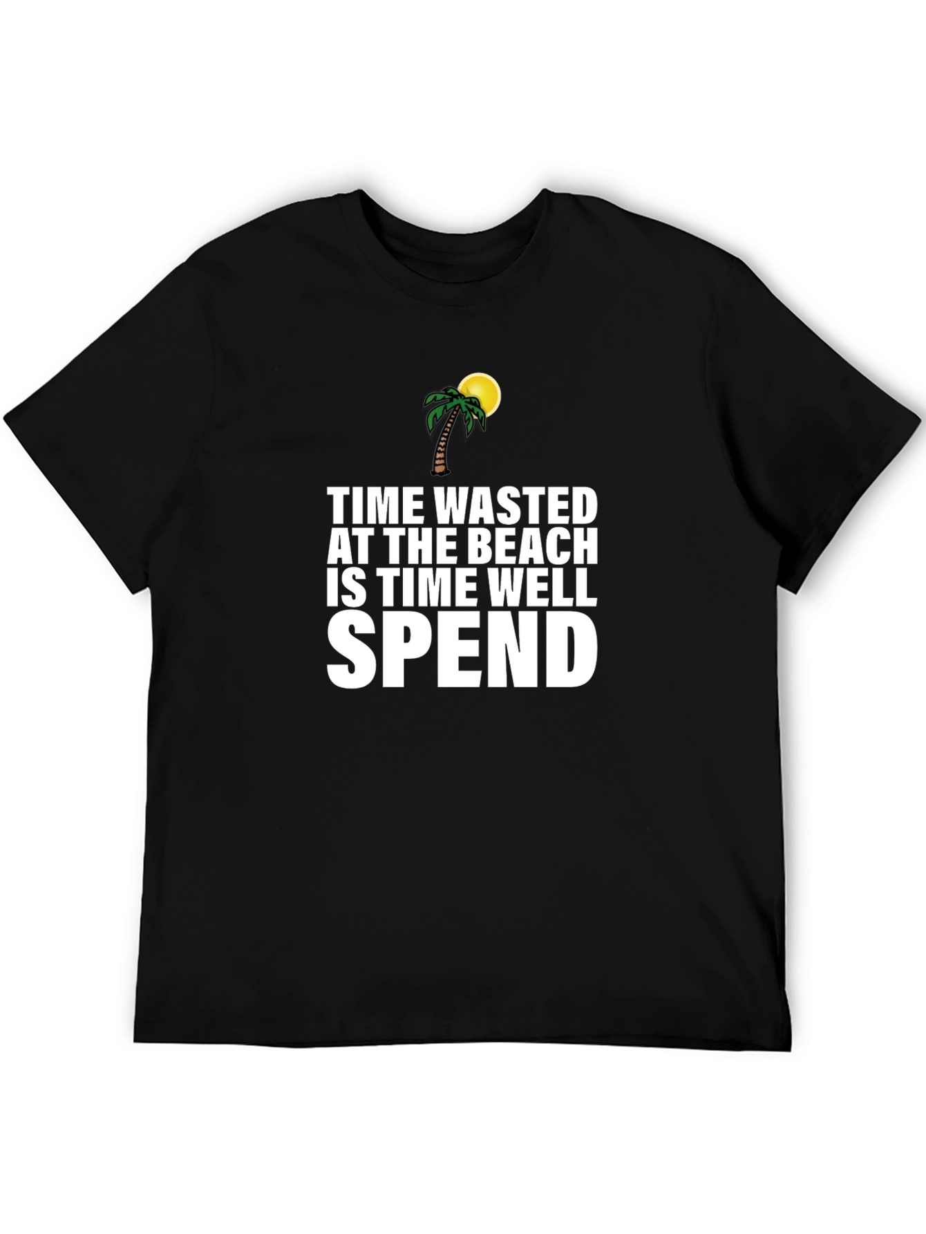 Black Beach Time T-Shirt: Time Wasted Is Time Well Spent view 5