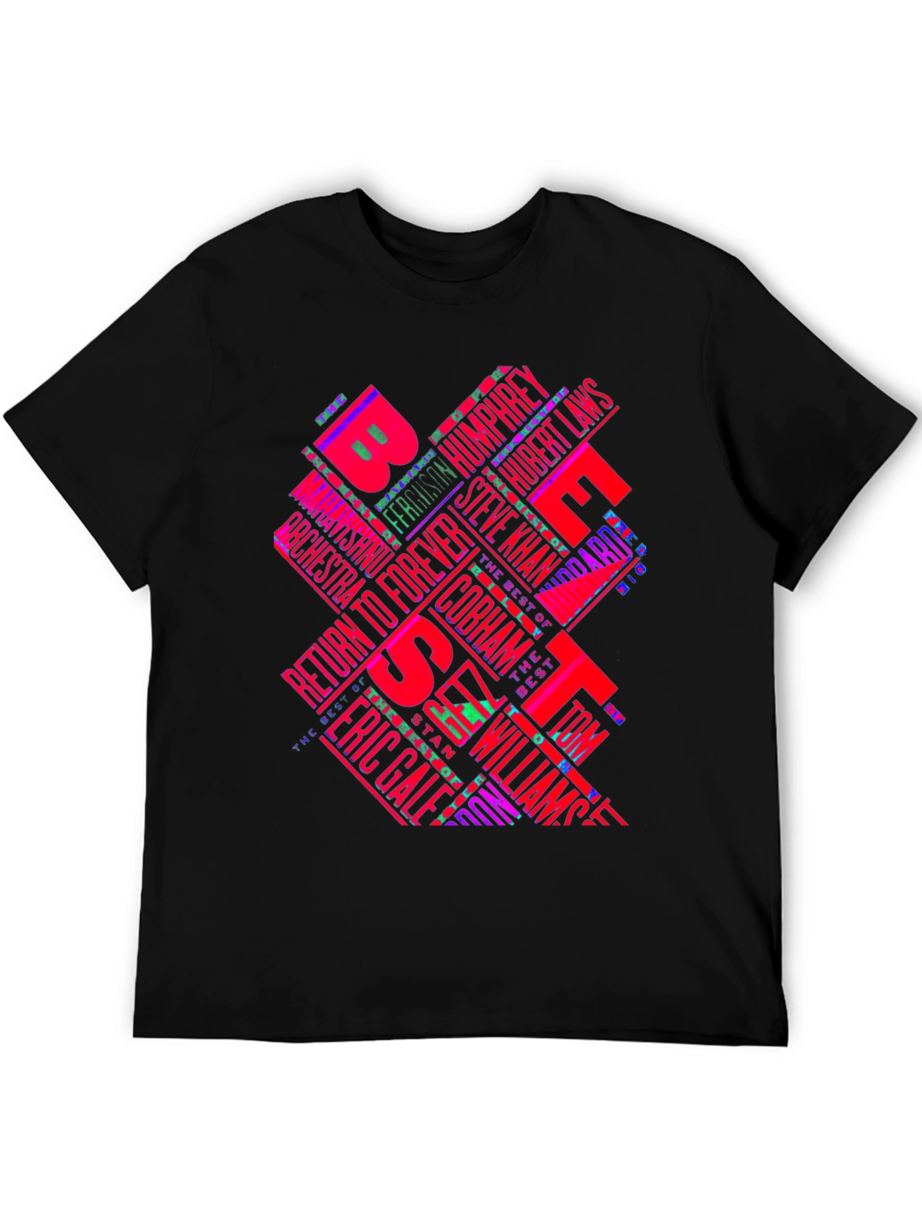 Black Retro 80s Fusion Music T-Shirt view 5