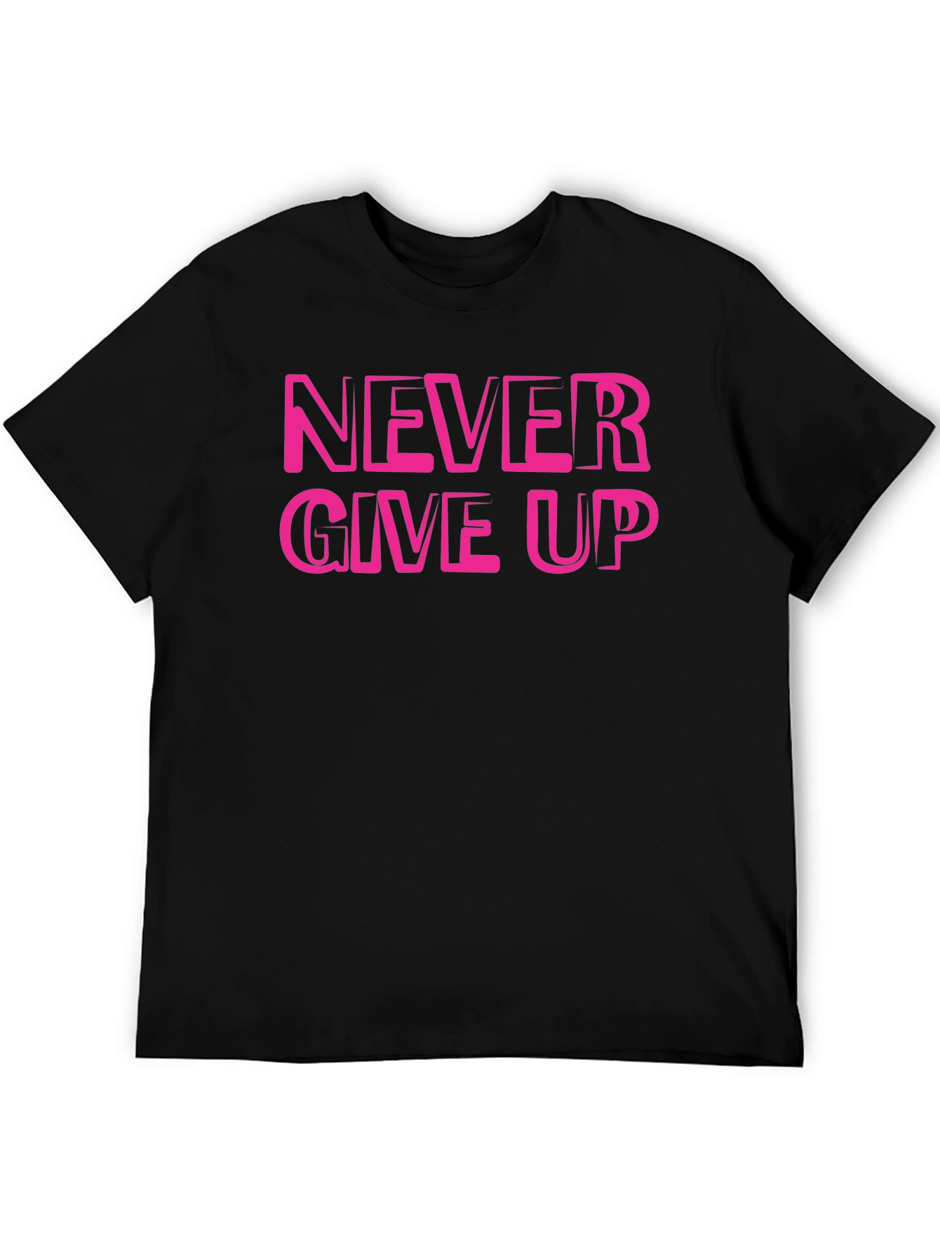 Black Never Give Up Graphic Print T-Shirt view 5