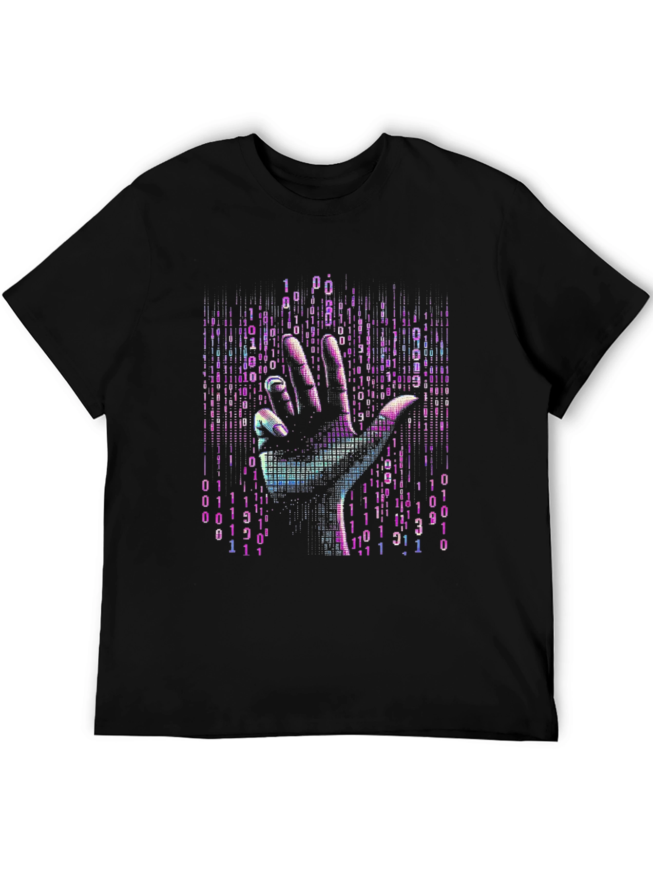 Black Binary Code Hand T-Shirt - Unique Tech Style view 5