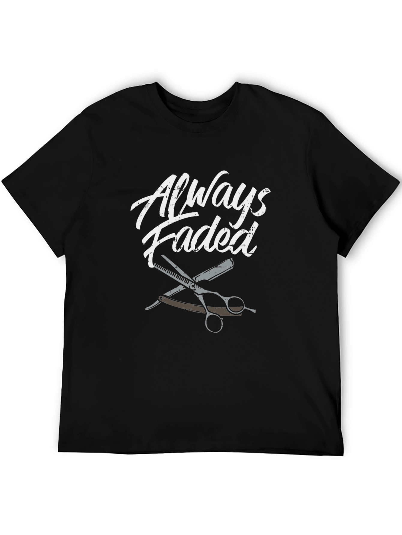 Black Always Faded Barber Graphic T-Shirt view 5