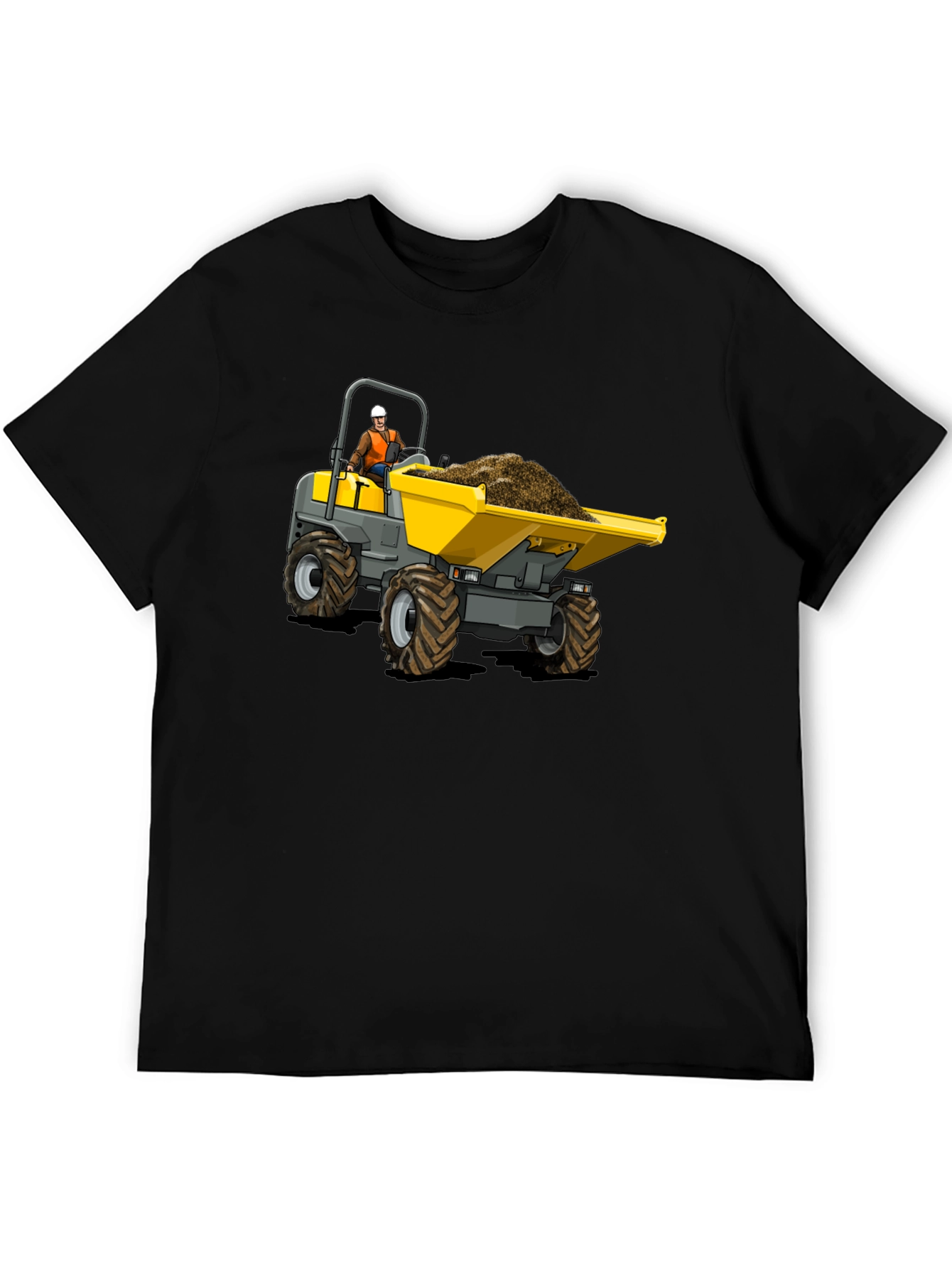 Black Construction Dumper Truck Graphic Tee view 5