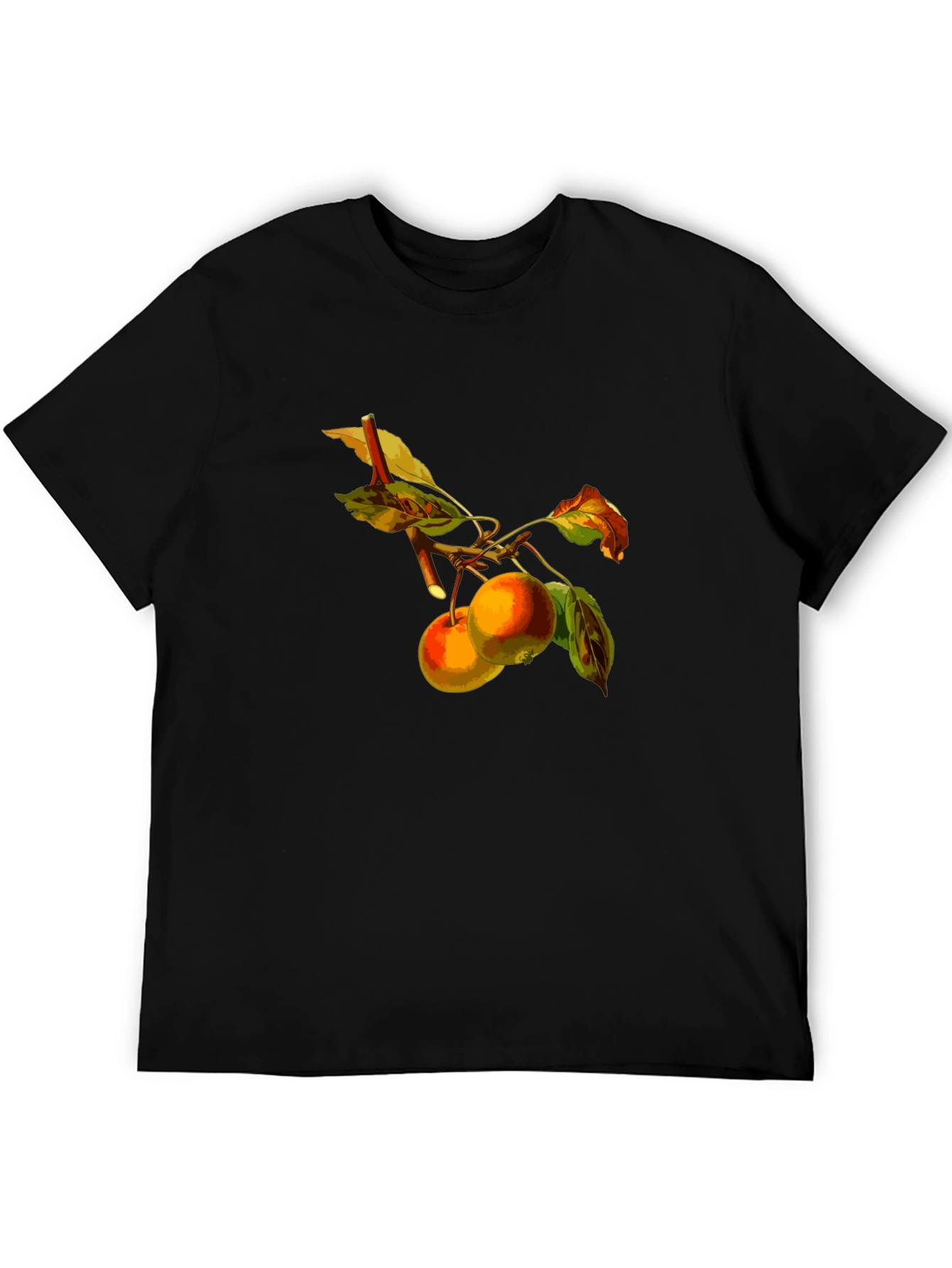 Black Apples on Branch Black T-Shirt view 5