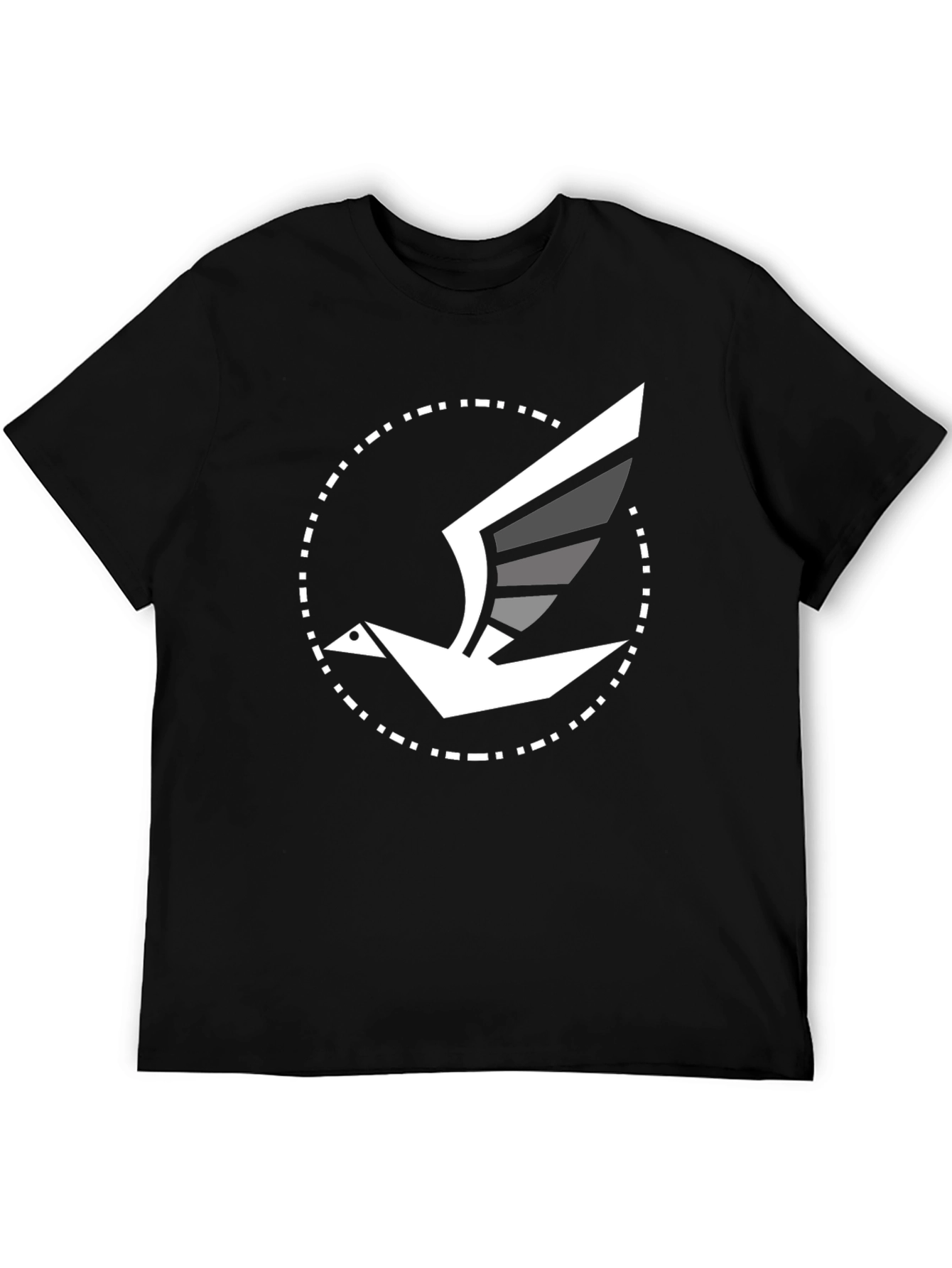 Black Modern Bird Graphic Tee - Black Cotton Blend view 5