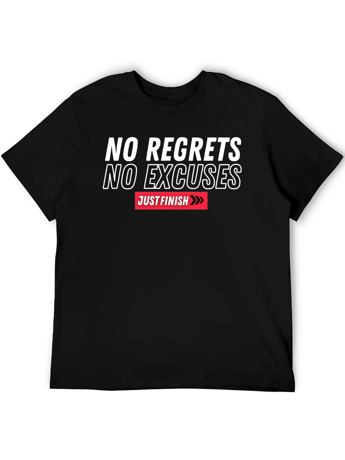 Black Motivational T-Shirt - No Regrets No Excuses view 5