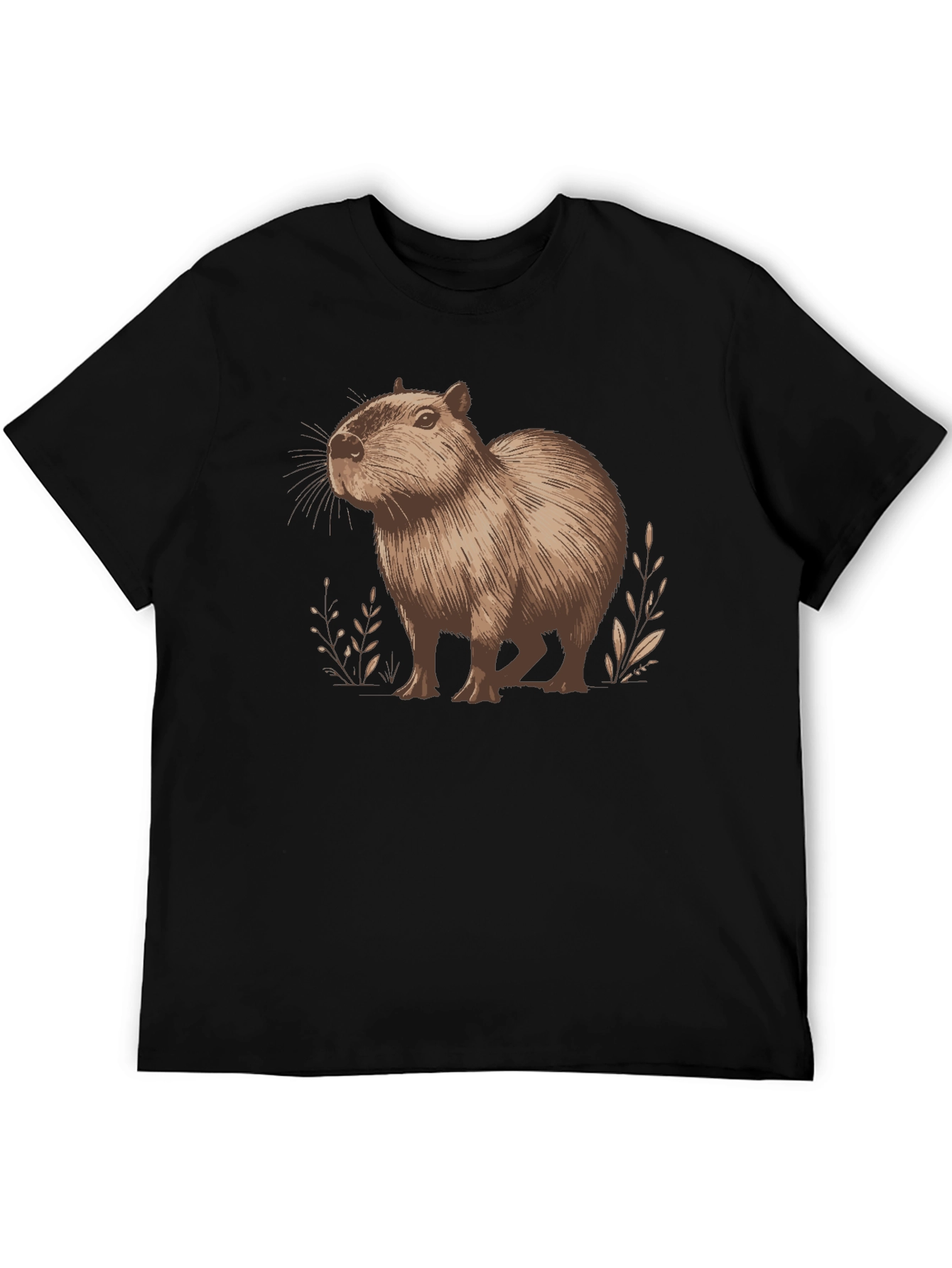 Black Capybara Graphic Tee - Unisex Cotton Shirt view 5
