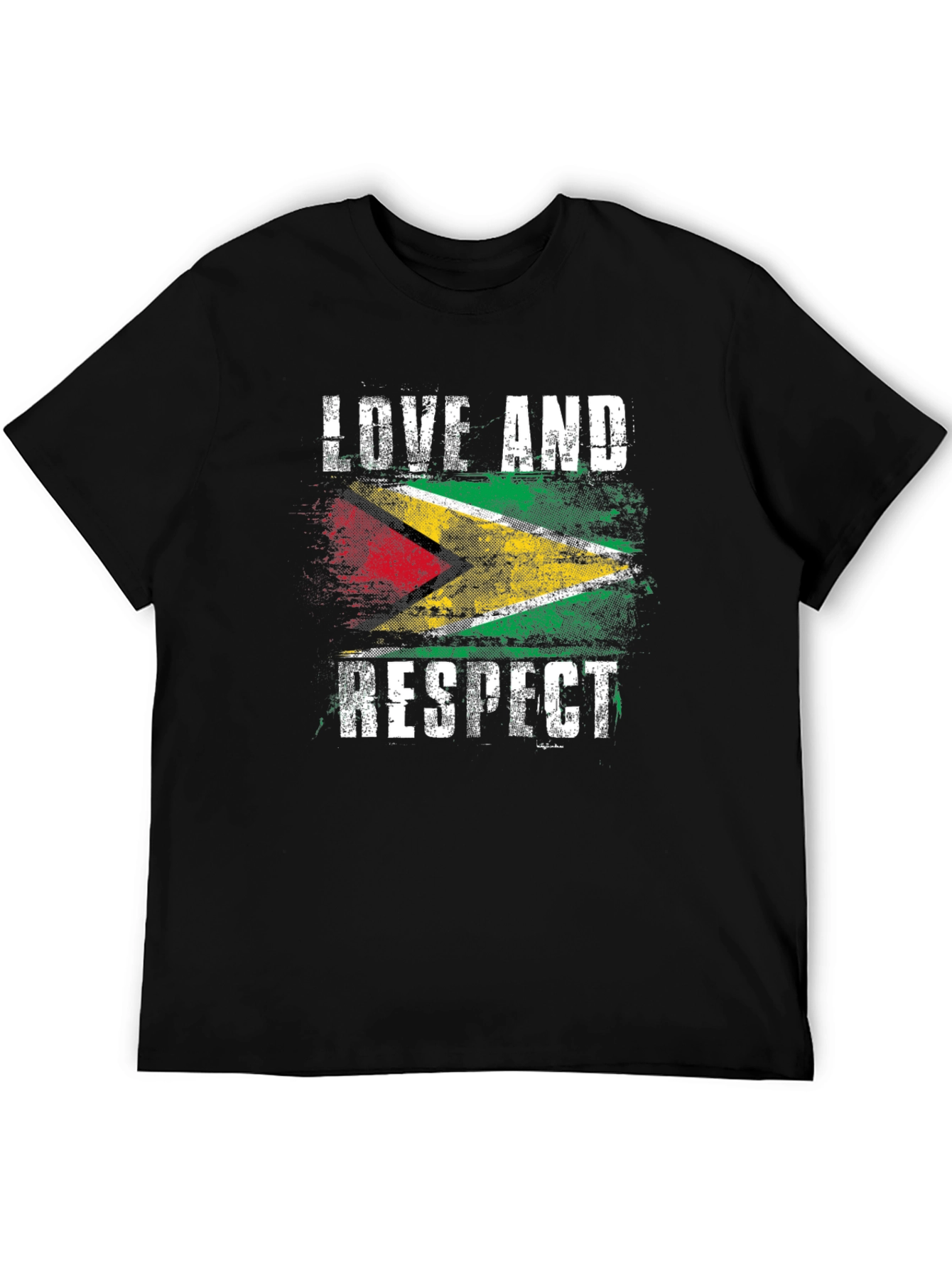 Black Guyana Flag Love and Respect Graphic Tee view 5