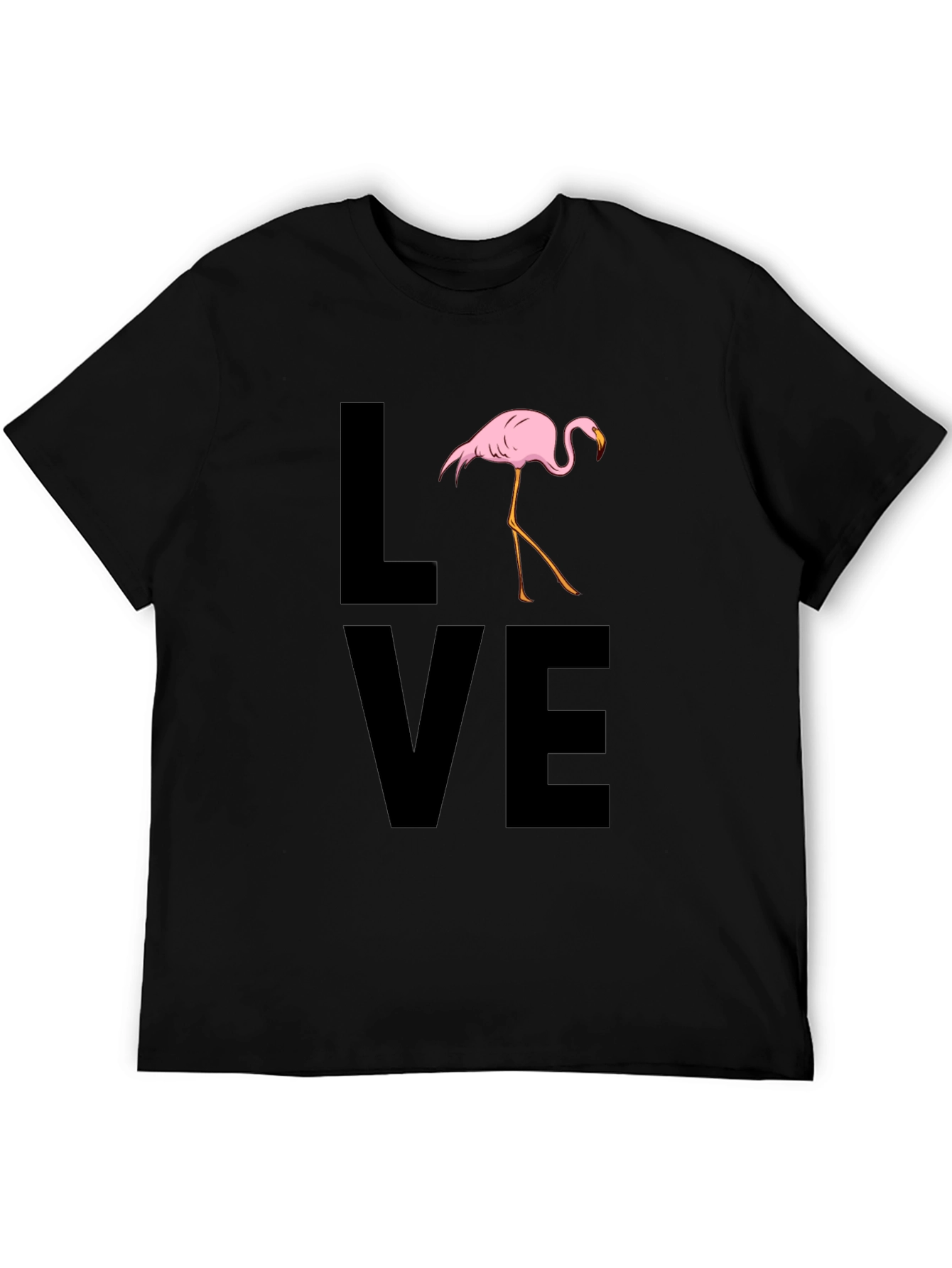 Black Flamingo LOVE Graphic T-Shirt - Black Casual Tee view 5